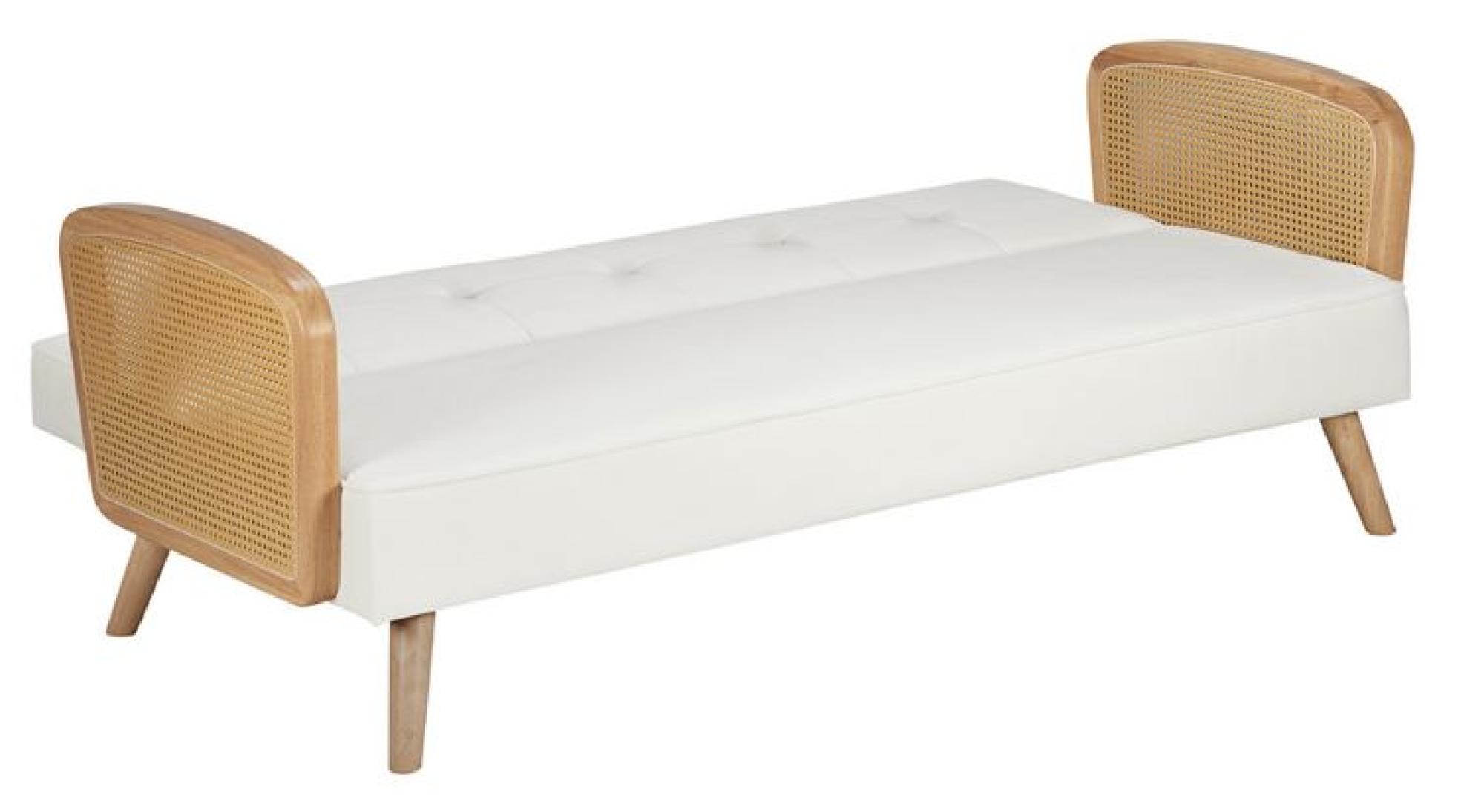 Product photograph of Mila White Fabric Sofa Bed - 3 Seater from Choice Furniture Superstore.