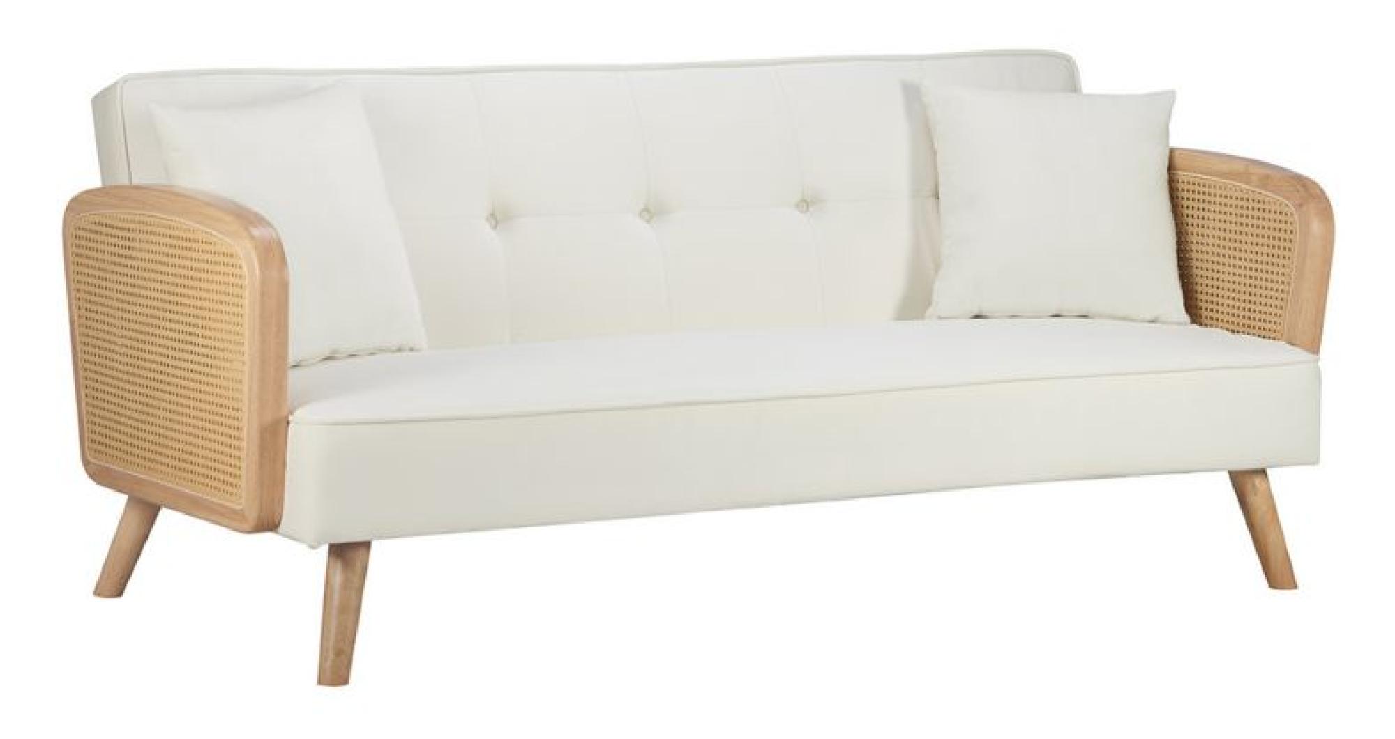 Product photograph of Mila White Fabric Sofa Bed - 3 Seater from Choice Furniture Superstore.