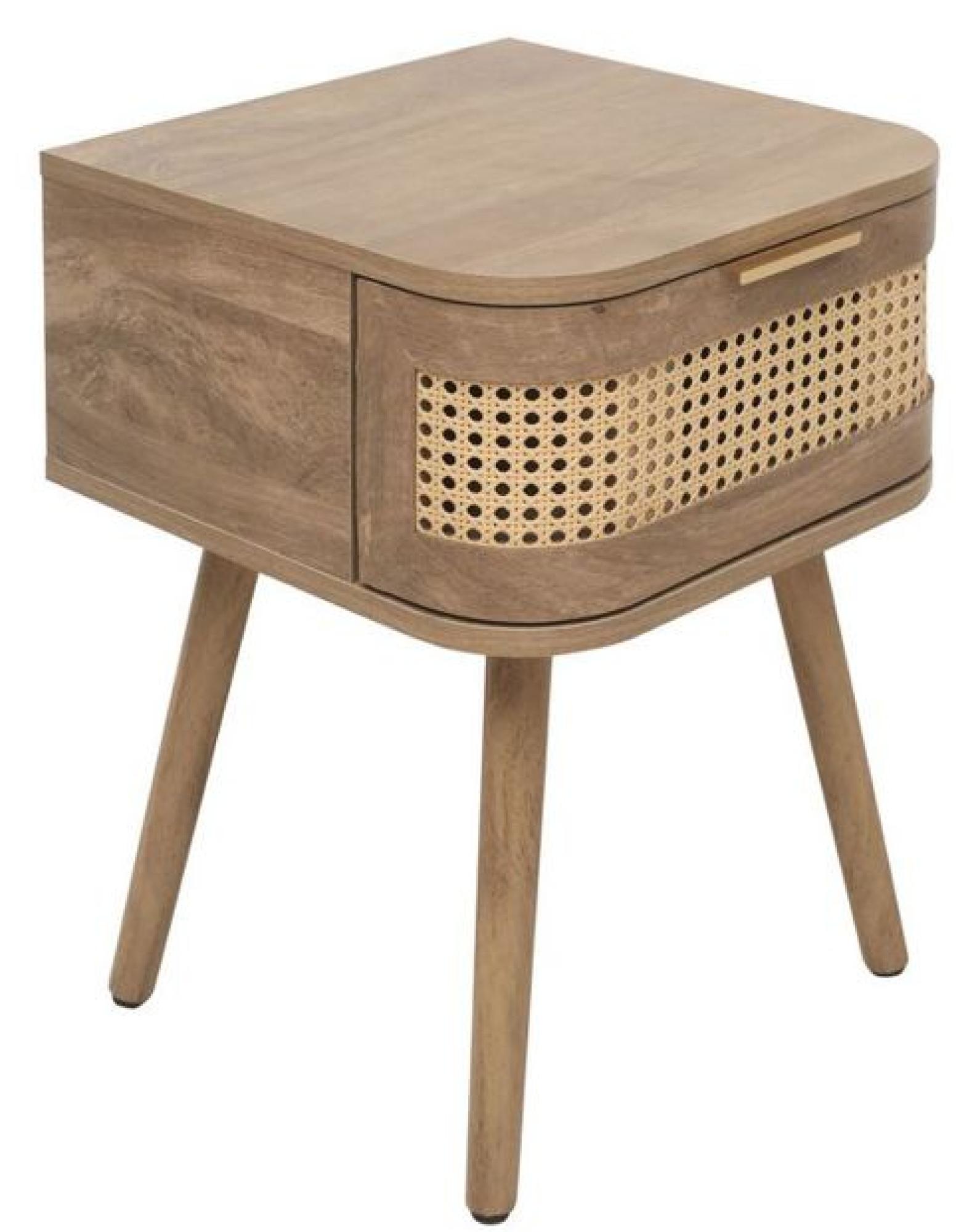 Product photograph of Noah Rattan Wood 1 Drawer Bedside Table from Choice Furniture Superstore.