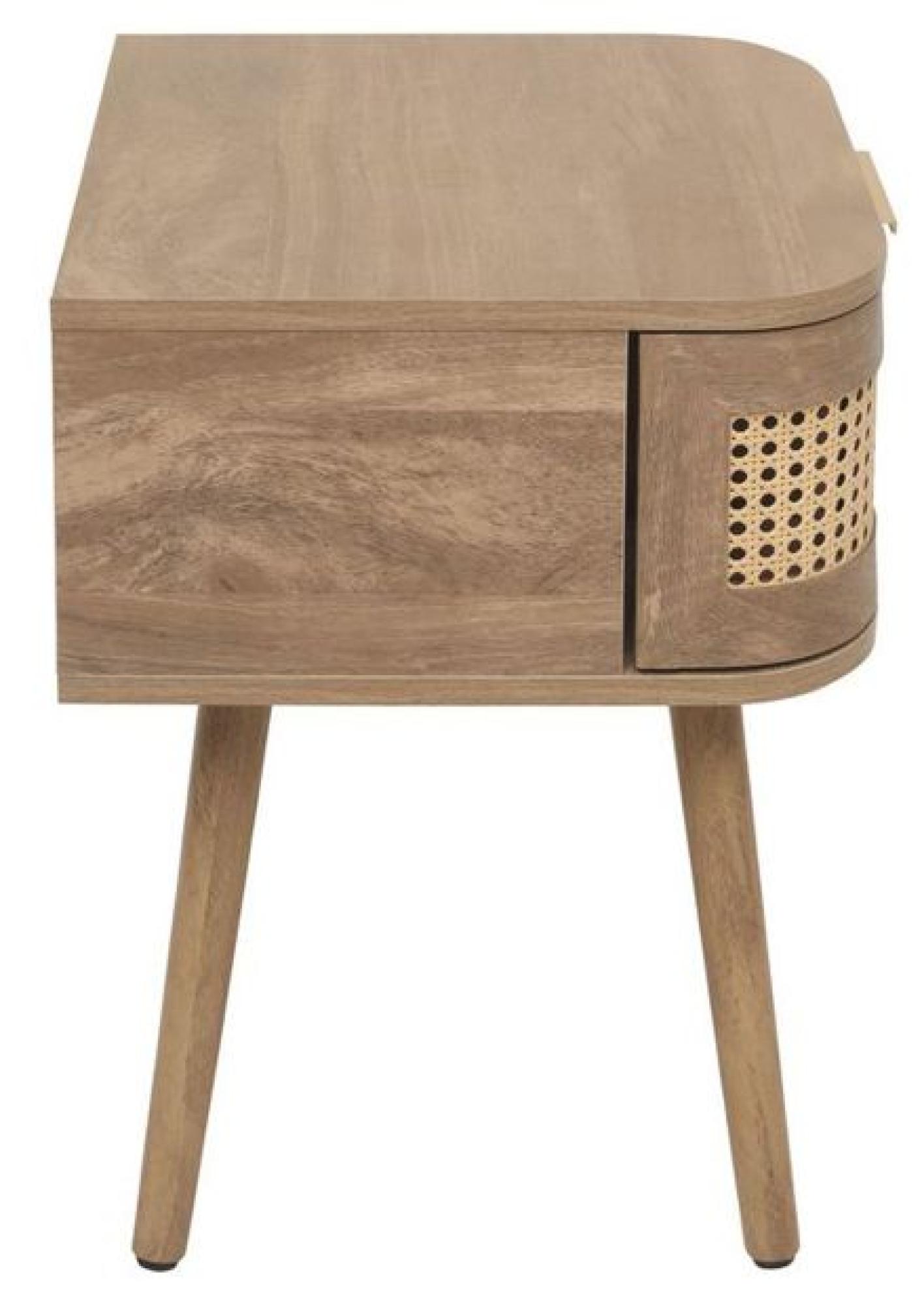 Product photograph of Noah Rattan Wood 1 Drawer Bedside Table from Choice Furniture Superstore.