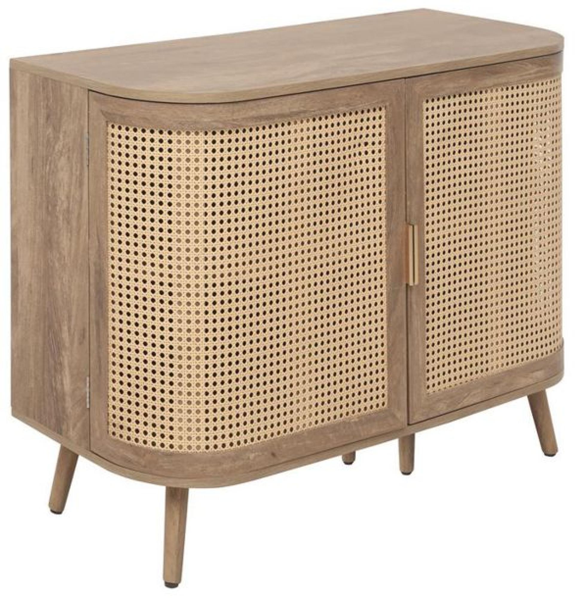 Product photograph of Noah Rattan Wood 100cm Small 2 Door Sideboard from Choice Furniture Superstore.