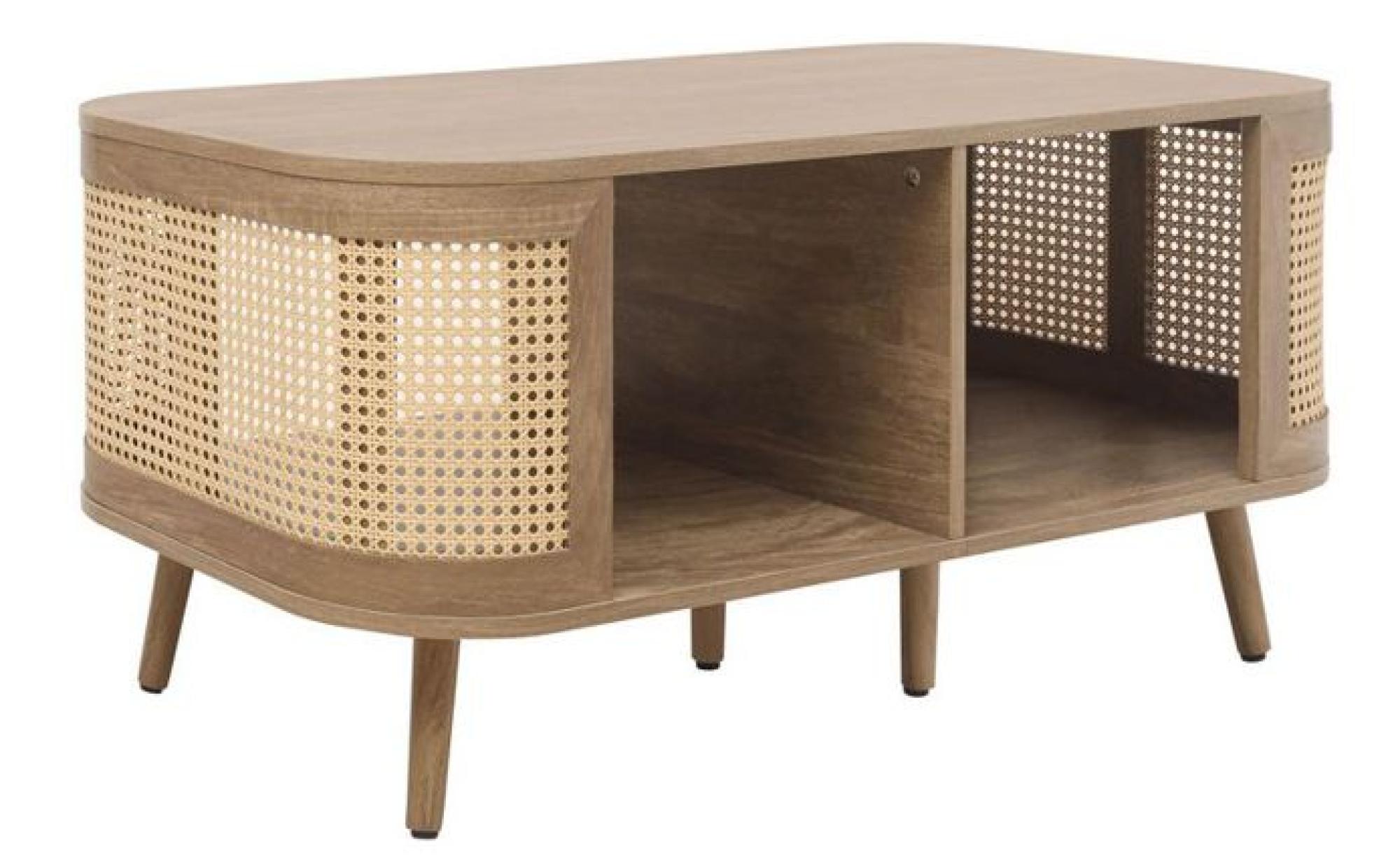 Product photograph of Noah Rattan Wood 110cm Coffee Table from Choice Furniture Superstore.