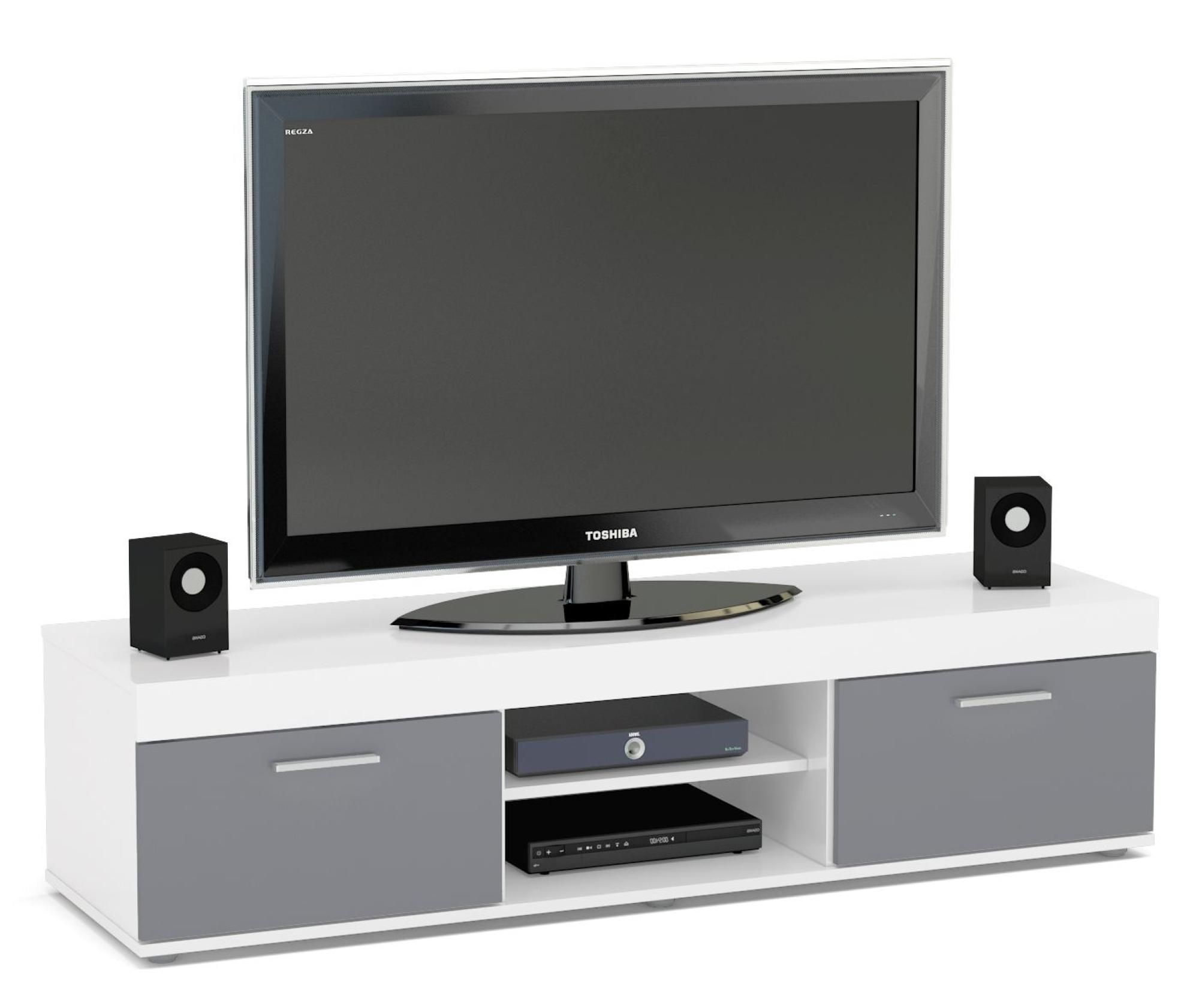 Product photograph of Edgeware White And Grey 140cm Tv Unit from Choice Furniture Superstore.