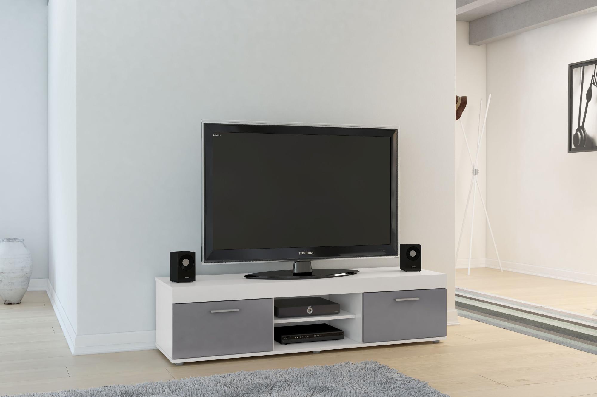 Product photograph of Edgeware White And Grey 140cm Tv Unit from Choice Furniture Superstore.