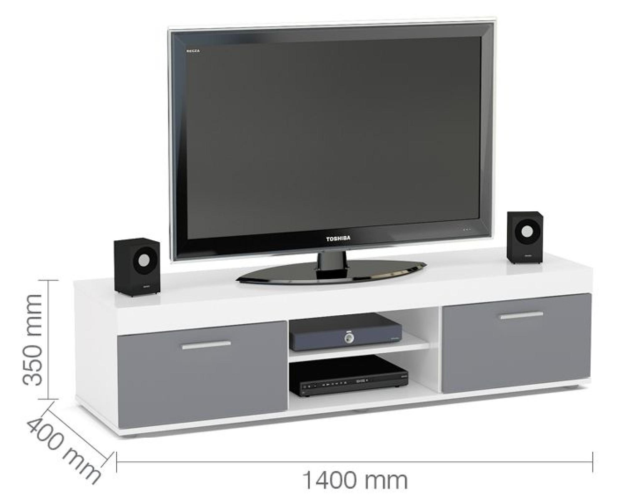 Product photograph of Edgeware White And Grey 140cm Tv Unit from Choice Furniture Superstore.