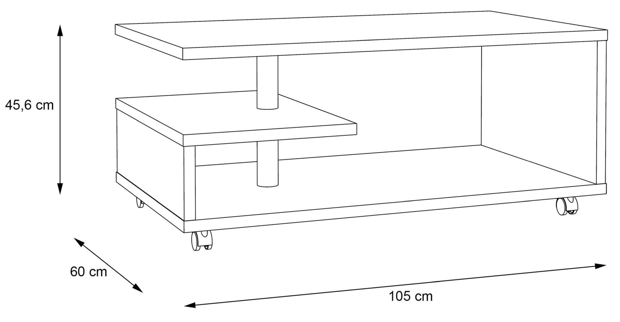 Product photograph of Bailey Antique Oak Effect G-shape Coffee Table from Choice Furniture Superstore.