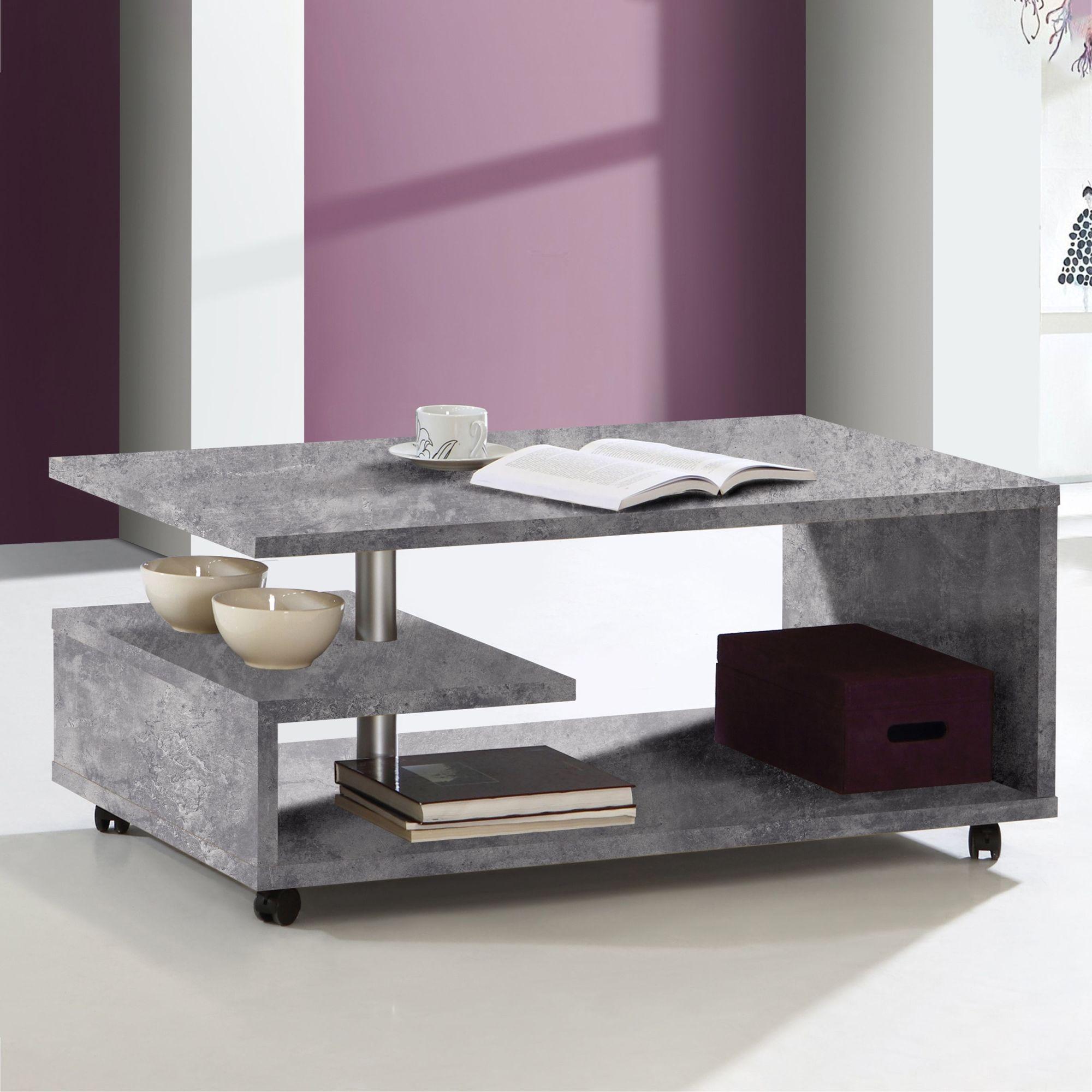 Product photograph of Bailey Grey Concrete Effect G-shape Coffee Table from Choice Furniture Superstore.