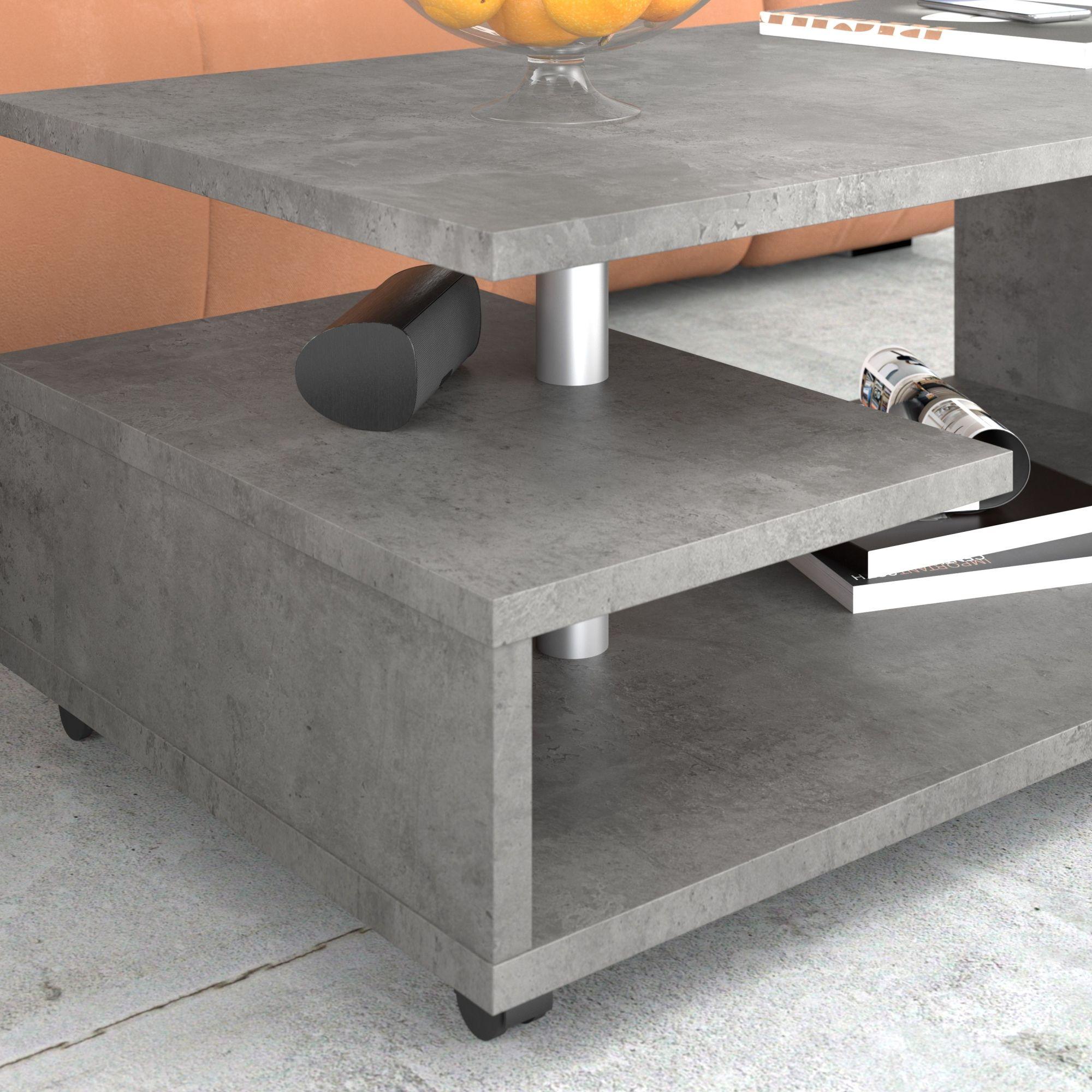 Product photograph of Bailey Dark Grey Concrete Effect G-shape Coffee Table from Choice Furniture Superstore.