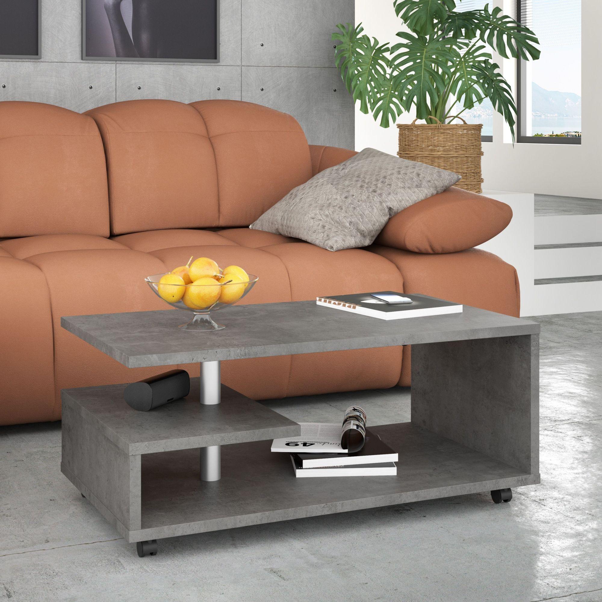 Product photograph of Bailey Dark Grey Concrete Effect G-shape Coffee Table from Choice Furniture Superstore.