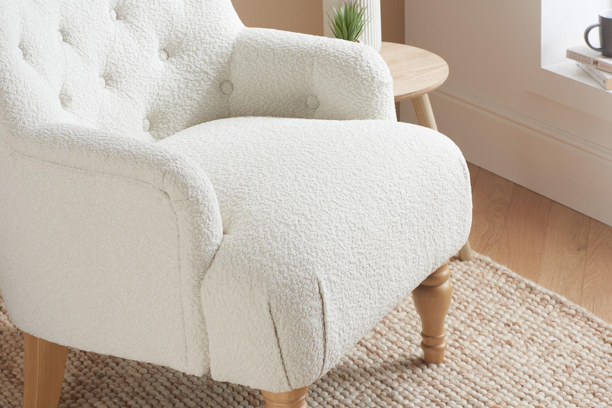 Product photograph of Padstow White Fabric Armchair from Choice Furniture Superstore.