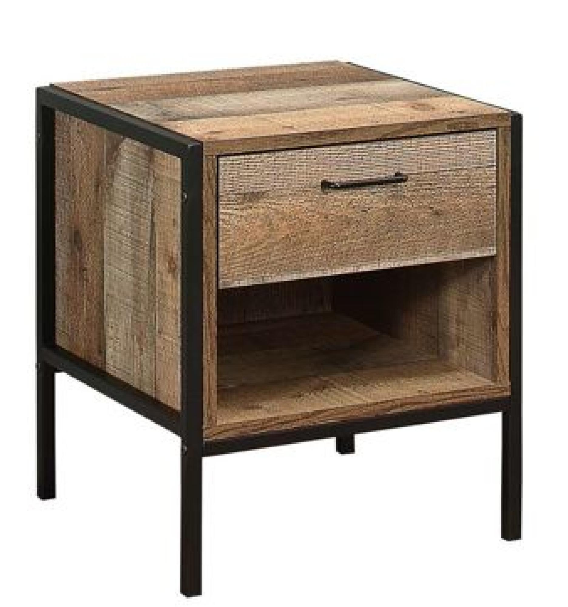 Product photograph of Urban Rustic Wood Effect 1 Drawer Bedside Table from Choice Furniture Superstore.