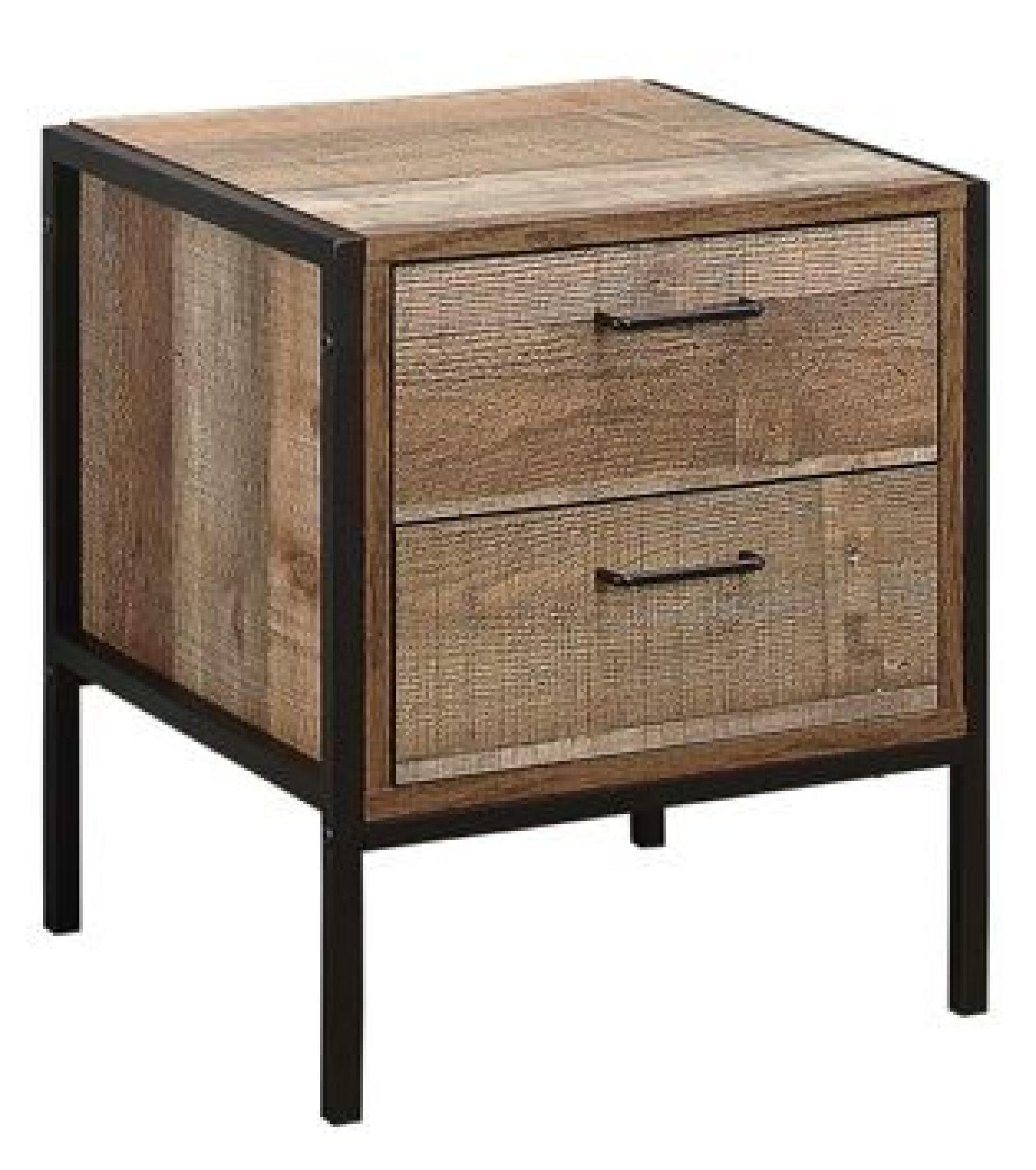 Product photograph of Urban Rustic Wood Effect 2 Drawer Bedside Table from Choice Furniture Superstore.