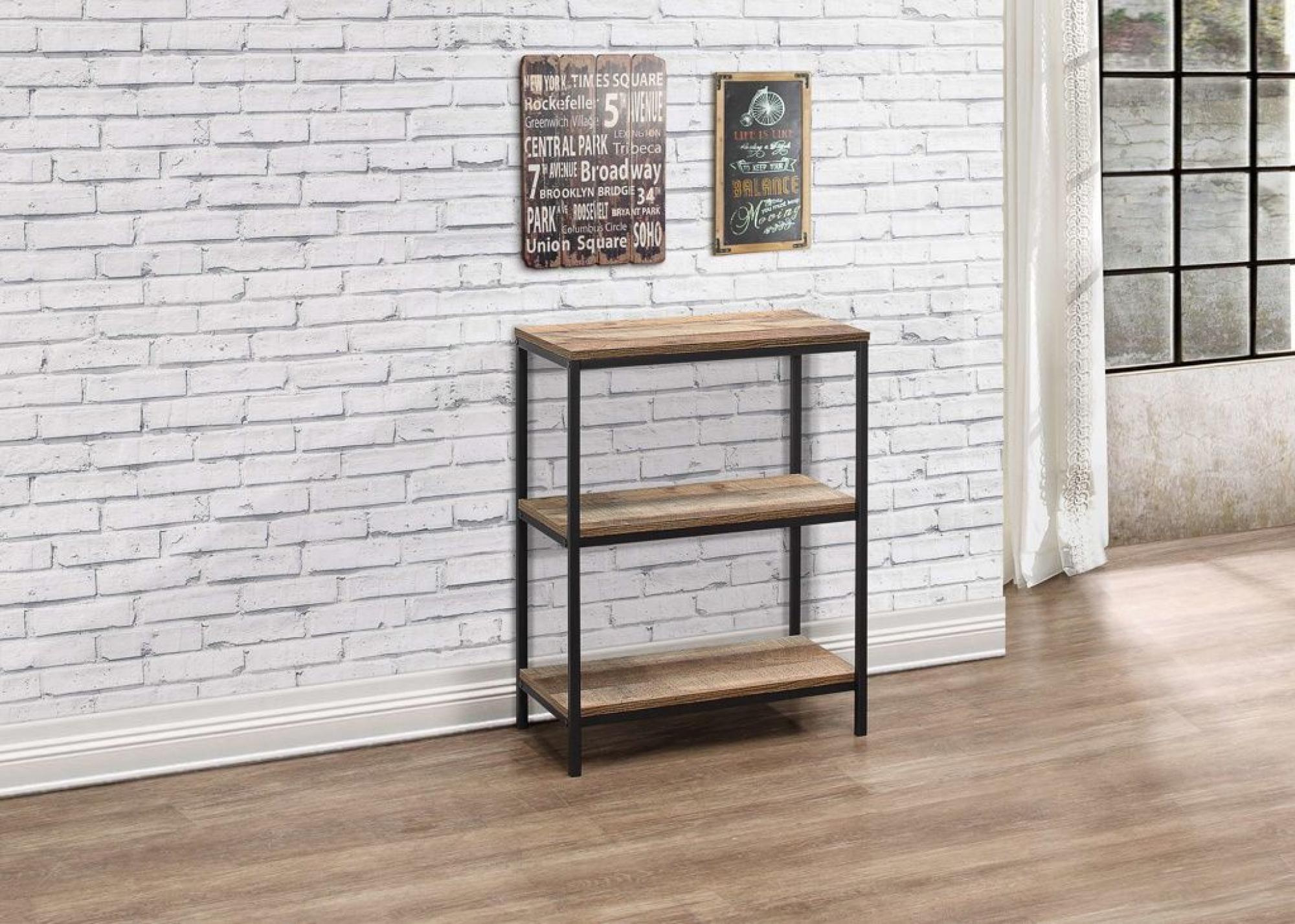 Product photograph of Urban Rustic Wood Effect 3 Tier Bookcase from Choice Furniture Superstore.