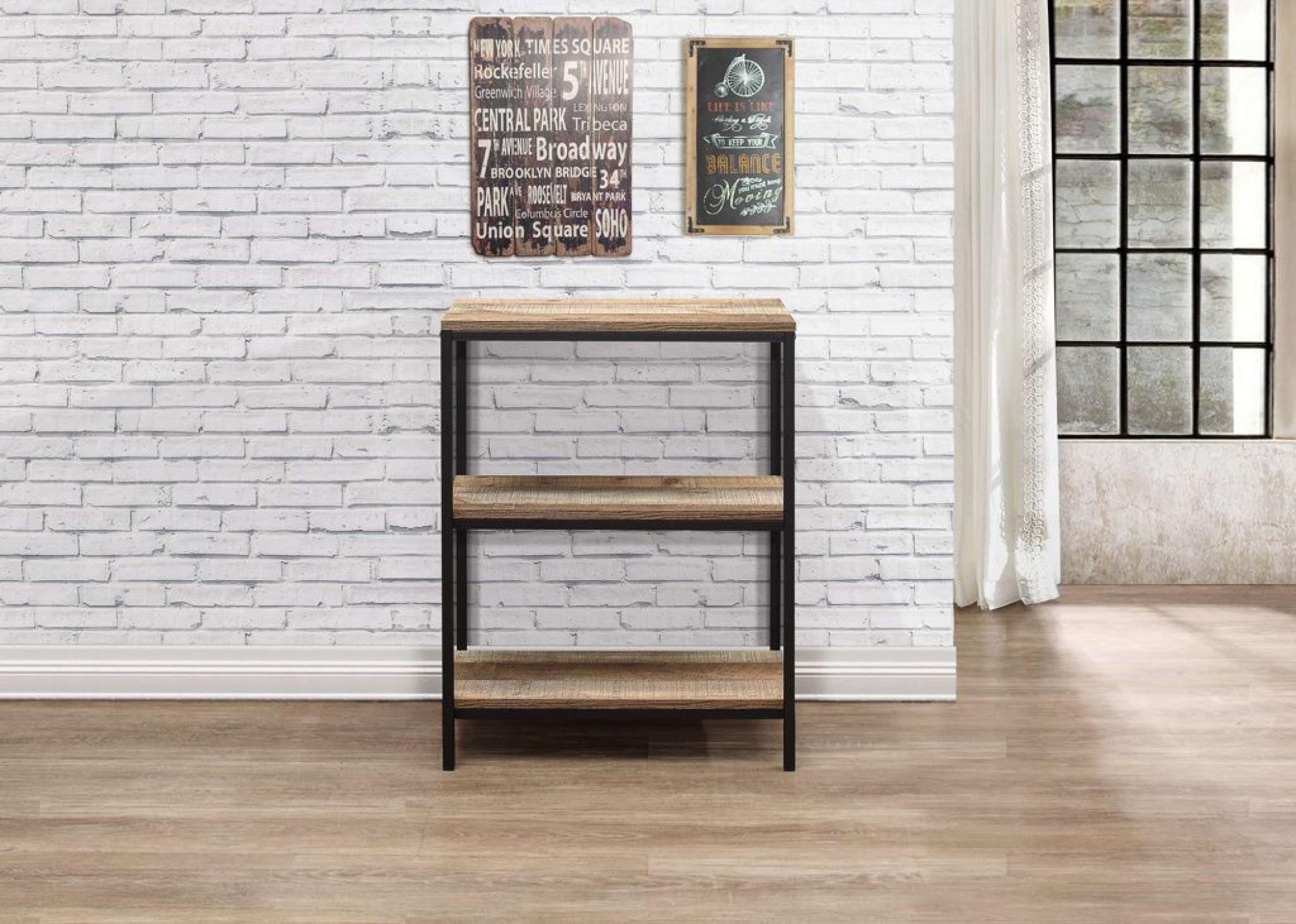 Product photograph of Urban Rustic Wood Effect 3 Tier Bookcase from Choice Furniture Superstore.