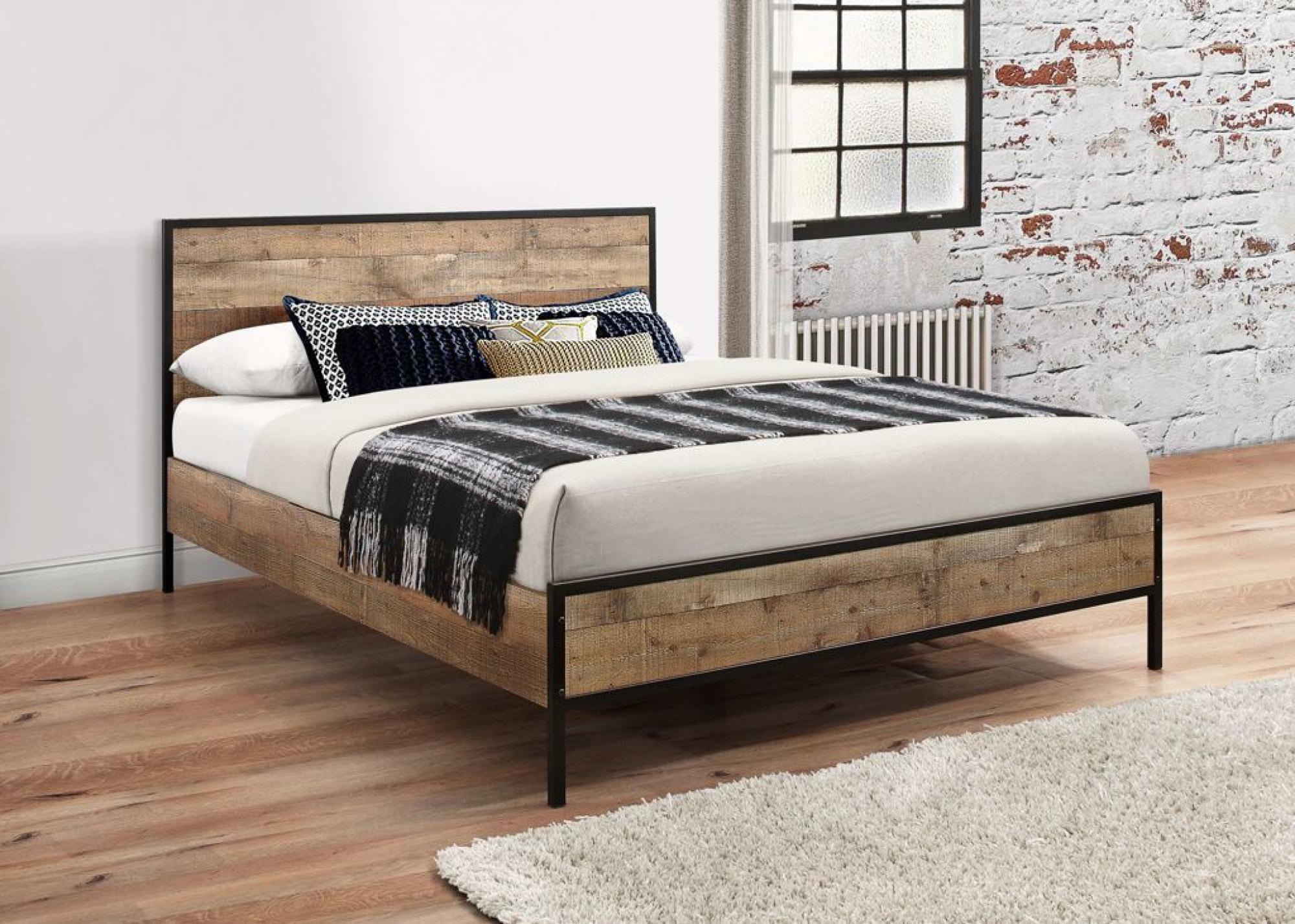 Product photograph of Urban Rustic Wood Effect Bed - Sizes Available from Choice Furniture Superstore.