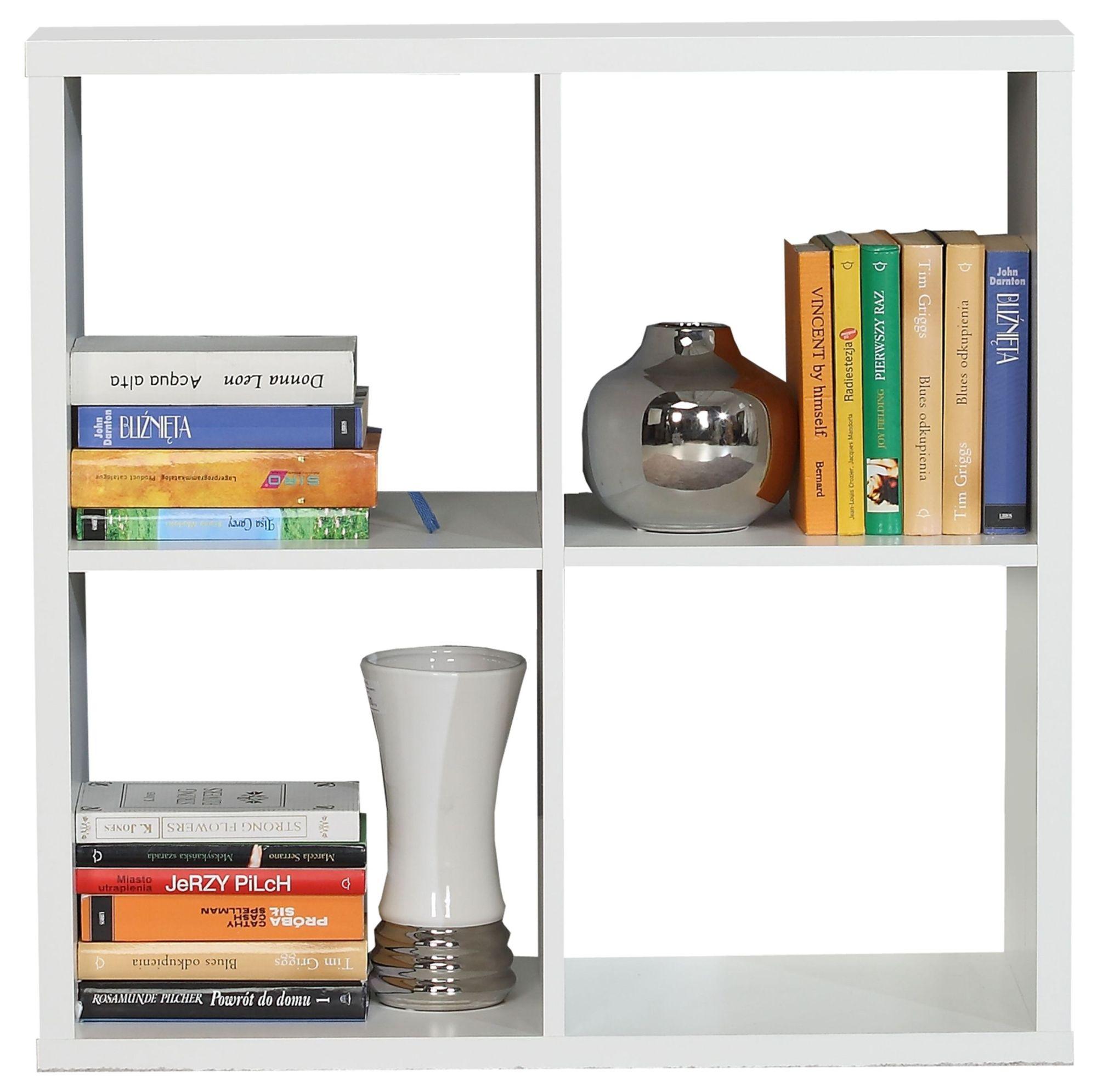 Product photograph of Mauro Matt White Square 4 Open Shelving Unit from Choice Furniture Superstore.