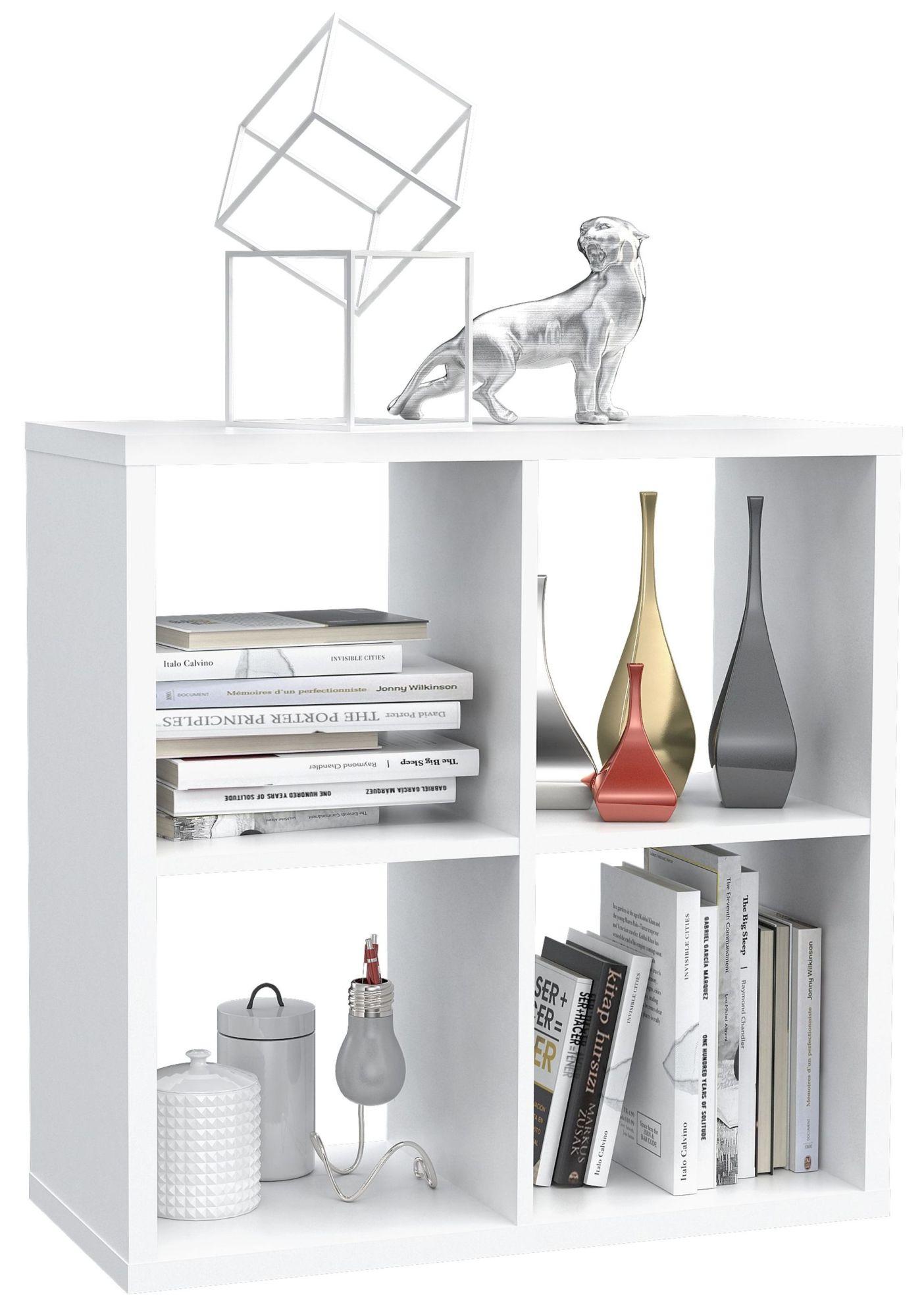 Product photograph of Mauro Matt White Square 4 Open Shelving Unit from Choice Furniture Superstore.