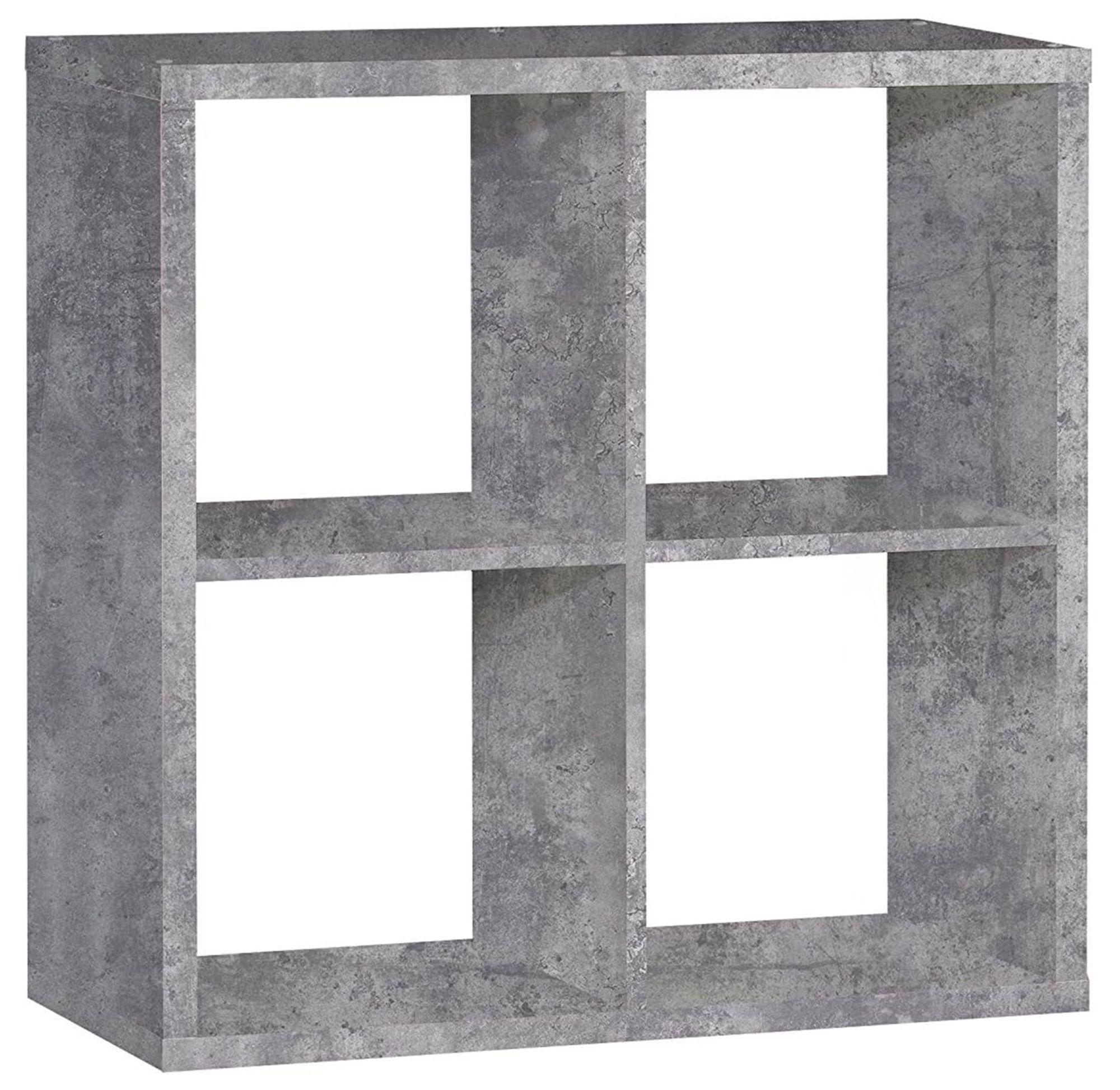 Product photograph of Mauro Grey Concrete Effect Square 4 Open Shelving Unit from Choice Furniture Superstore.