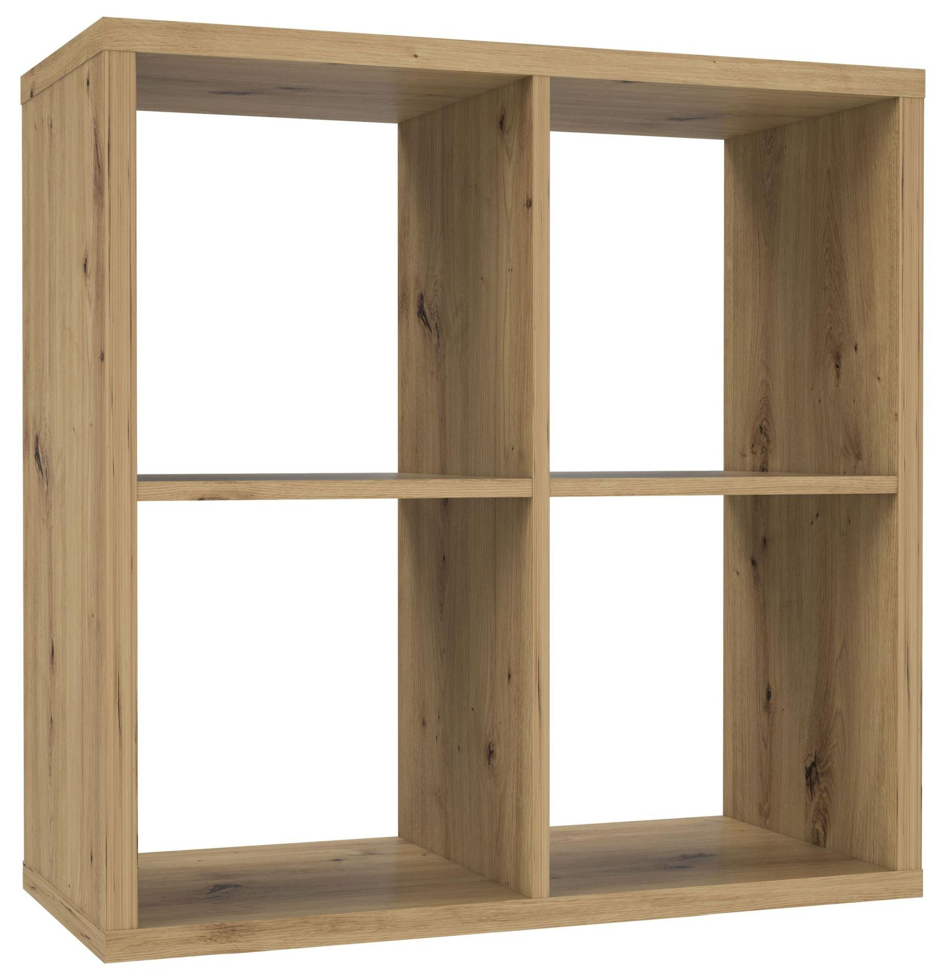 Product photograph of Mauro Artisan Oak Effect Square 4 Open Shelving Unit from Choice Furniture Superstore.