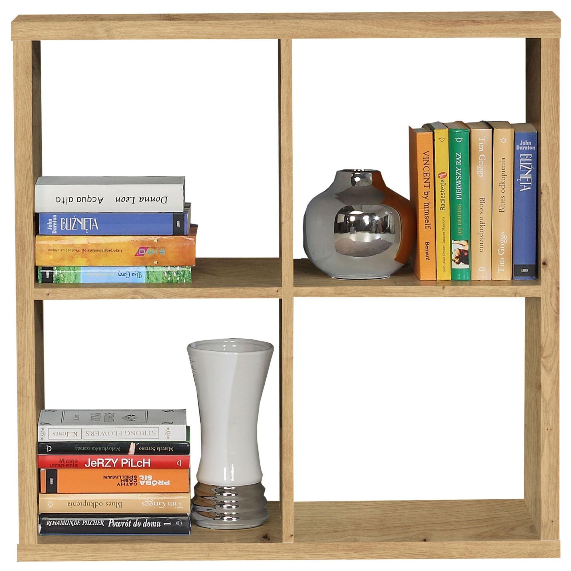 Product photograph of Mauro Artisan Oak Effect Square 4 Open Shelving Unit from Choice Furniture Superstore.