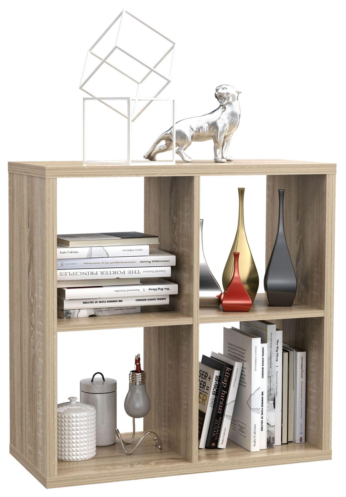 Product photograph of Mauro Sonoma Oak Effect Square 4 Open Shelving Unit from Choice Furniture Superstore.