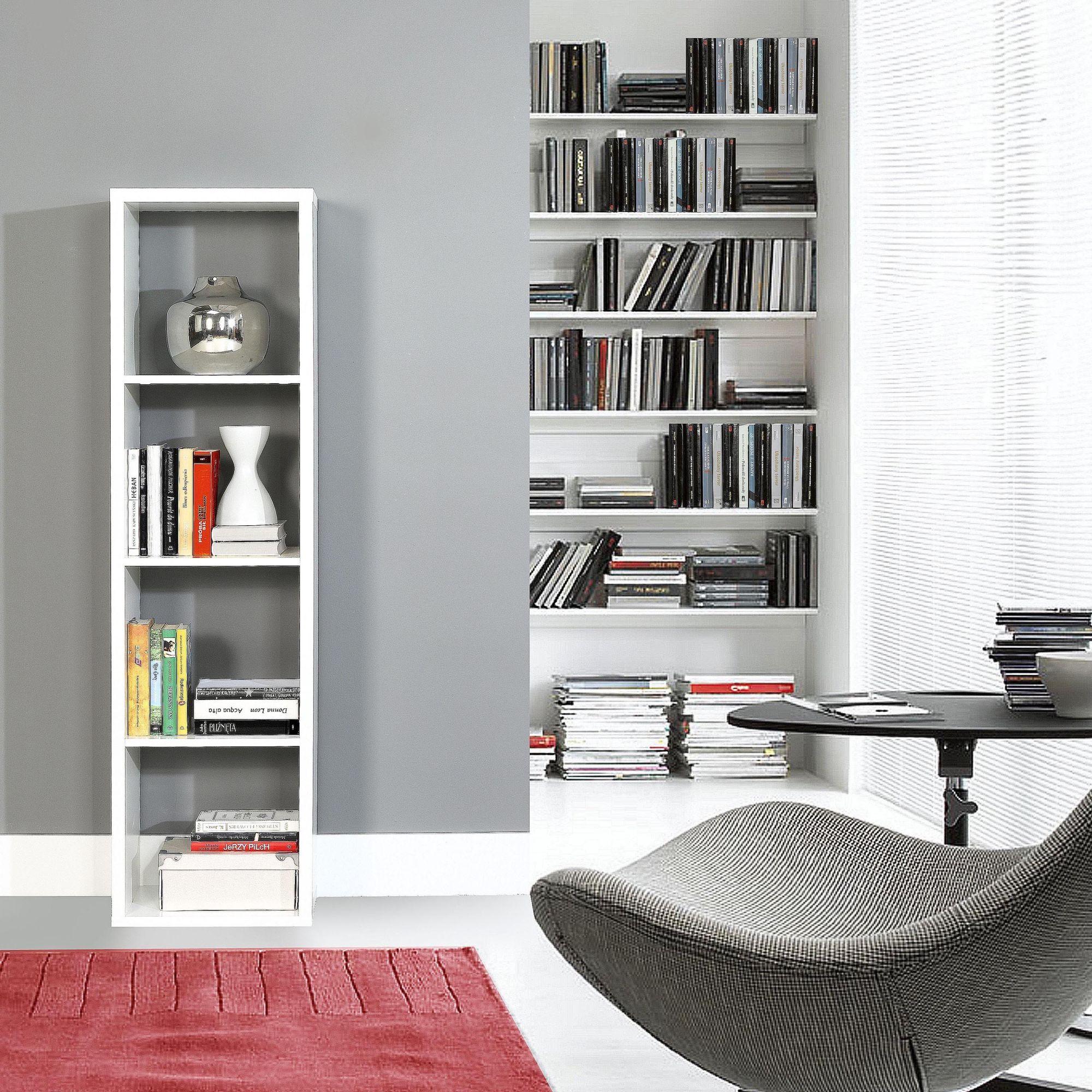Product photograph of Mauro Matt White 4 Open Shelving Unit from Choice Furniture Superstore.