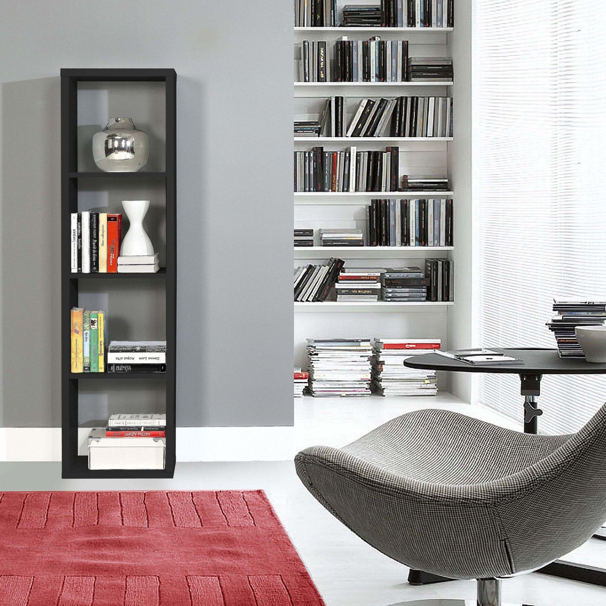 Product photograph of Mauro Matt Black 4 Open Shelving Unit from Choice Furniture Superstore.