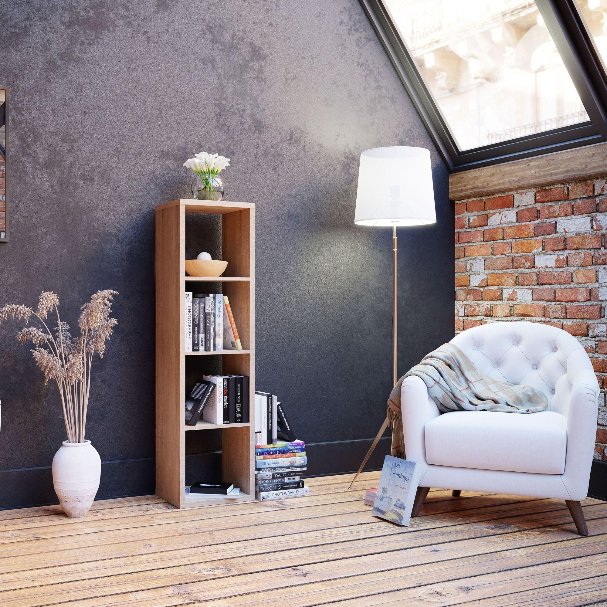 Product photograph of Mauro Sonoma Oak Effect 4 Open Shelving Unit from Choice Furniture Superstore.