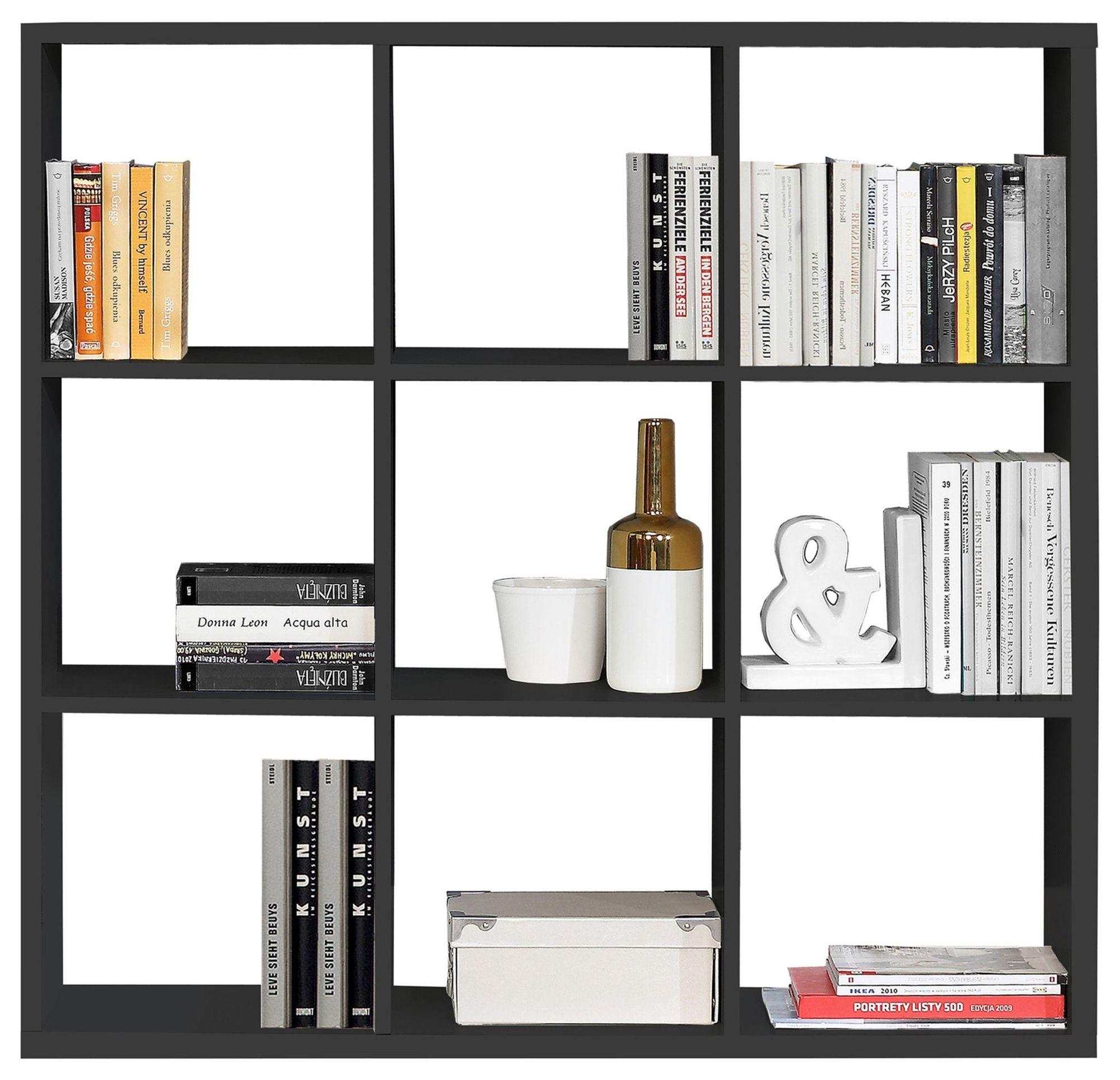 Product photograph of Mauro Matt Black 9 Open Shelving Unit from Choice Furniture Superstore.