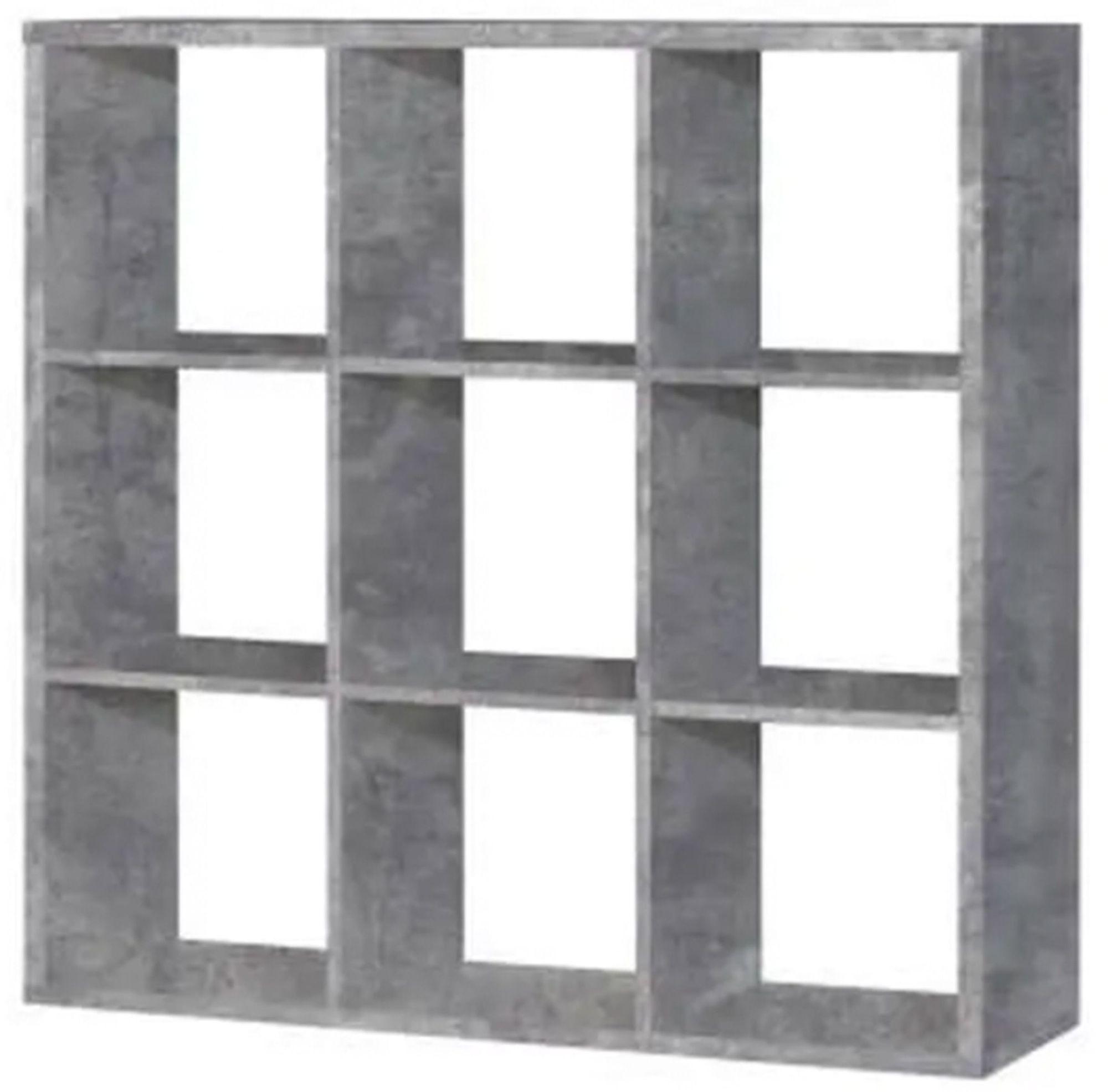 Product photograph of Mauro Grey Concrete Effect 9 Open Shelving Unit from Choice Furniture Superstore.