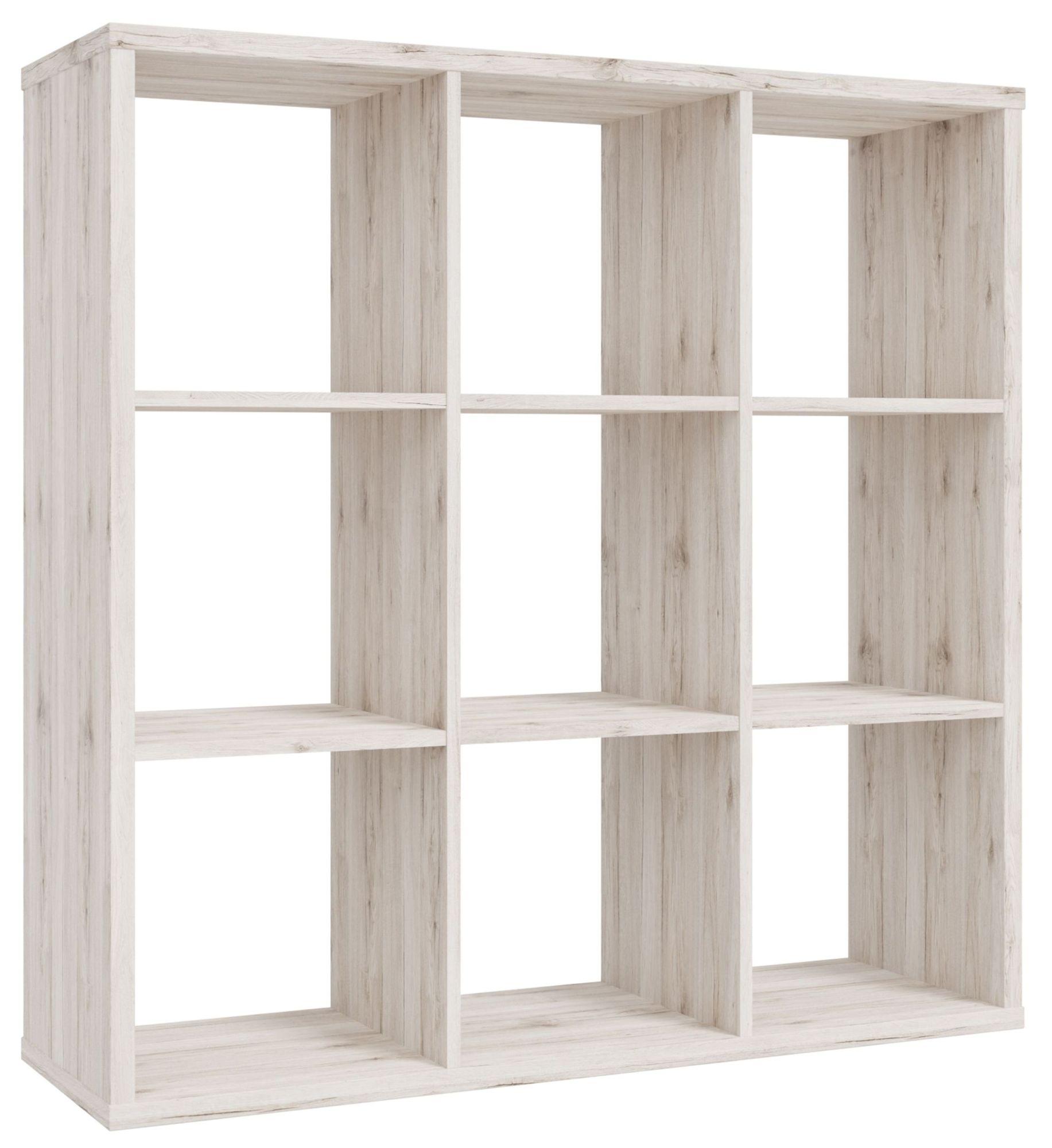 Product photograph of Mauro Sand Oak Effect 9 Open Shelving Unit from Choice Furniture Superstore.