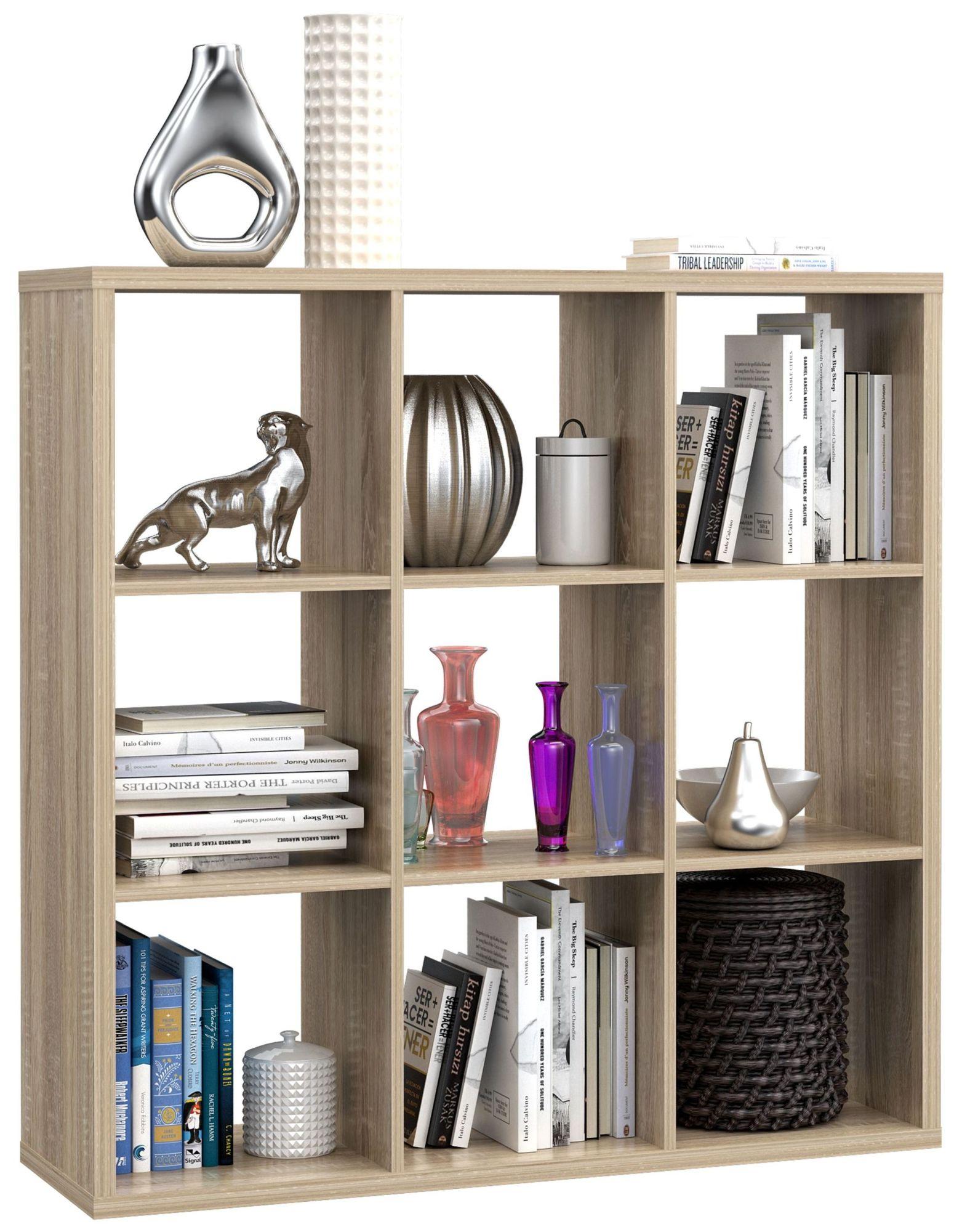 Product photograph of Mauro Sonoma Oak Effect 9 Open Shelving Unit from Choice Furniture Superstore.