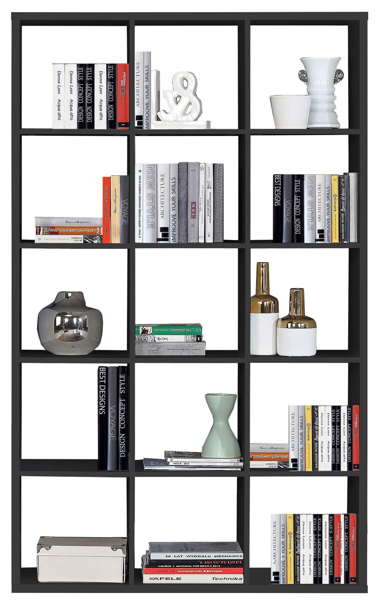 Product photograph of Mauro Matt Black 15 Open Shelving Unit from Choice Furniture Superstore.