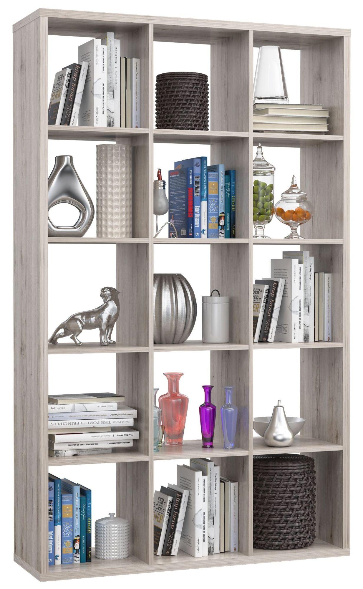 Product photograph of Mauro Sand Oak Effect 15 Open Shelving Unit from Choice Furniture Superstore.