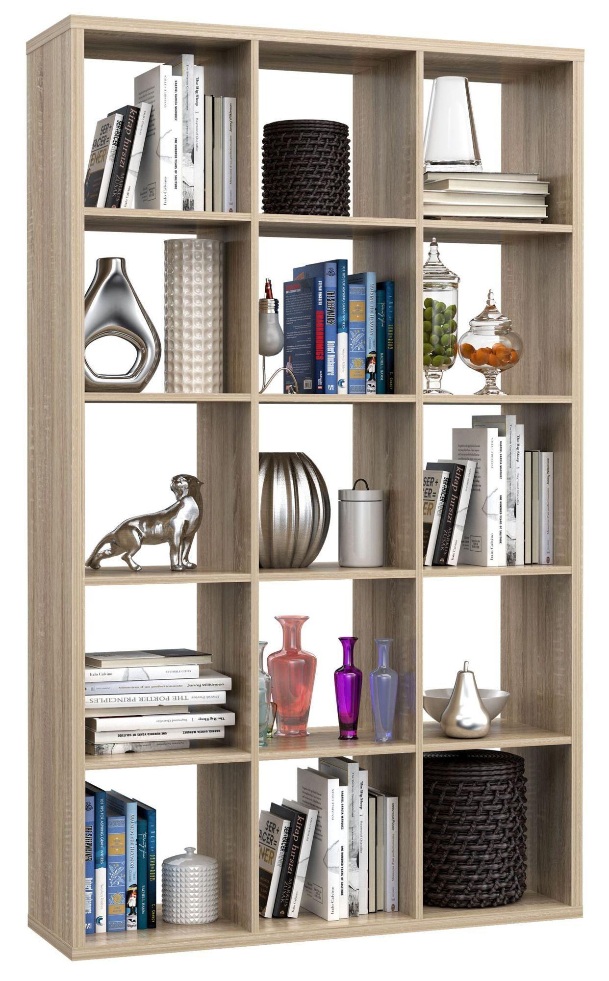 Product photograph of Mauro Sonoma Oak Effect 15 Open Shelving Unit from Choice Furniture Superstore.