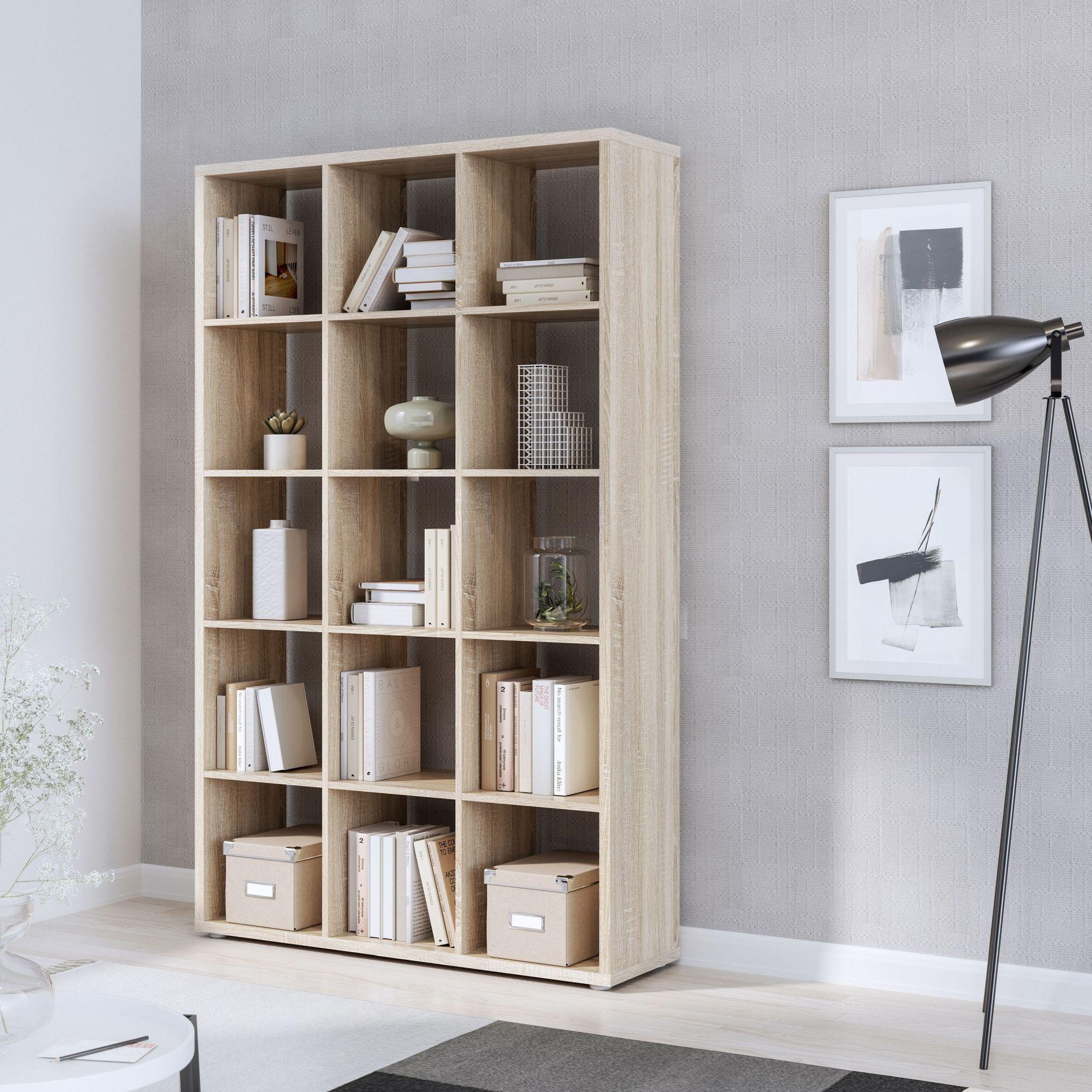 Product photograph of Mauro Sonoma Oak Effect 15 Open Shelving Unit from Choice Furniture Superstore.