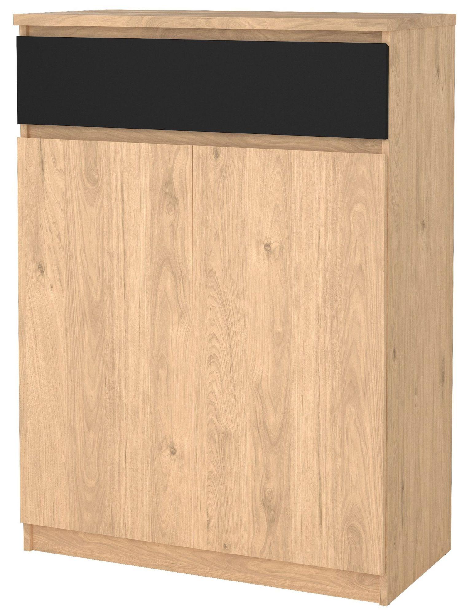 Product photograph of Naia Oak And Black 2 Door Shoe Cupboard from Choice Furniture Superstore.