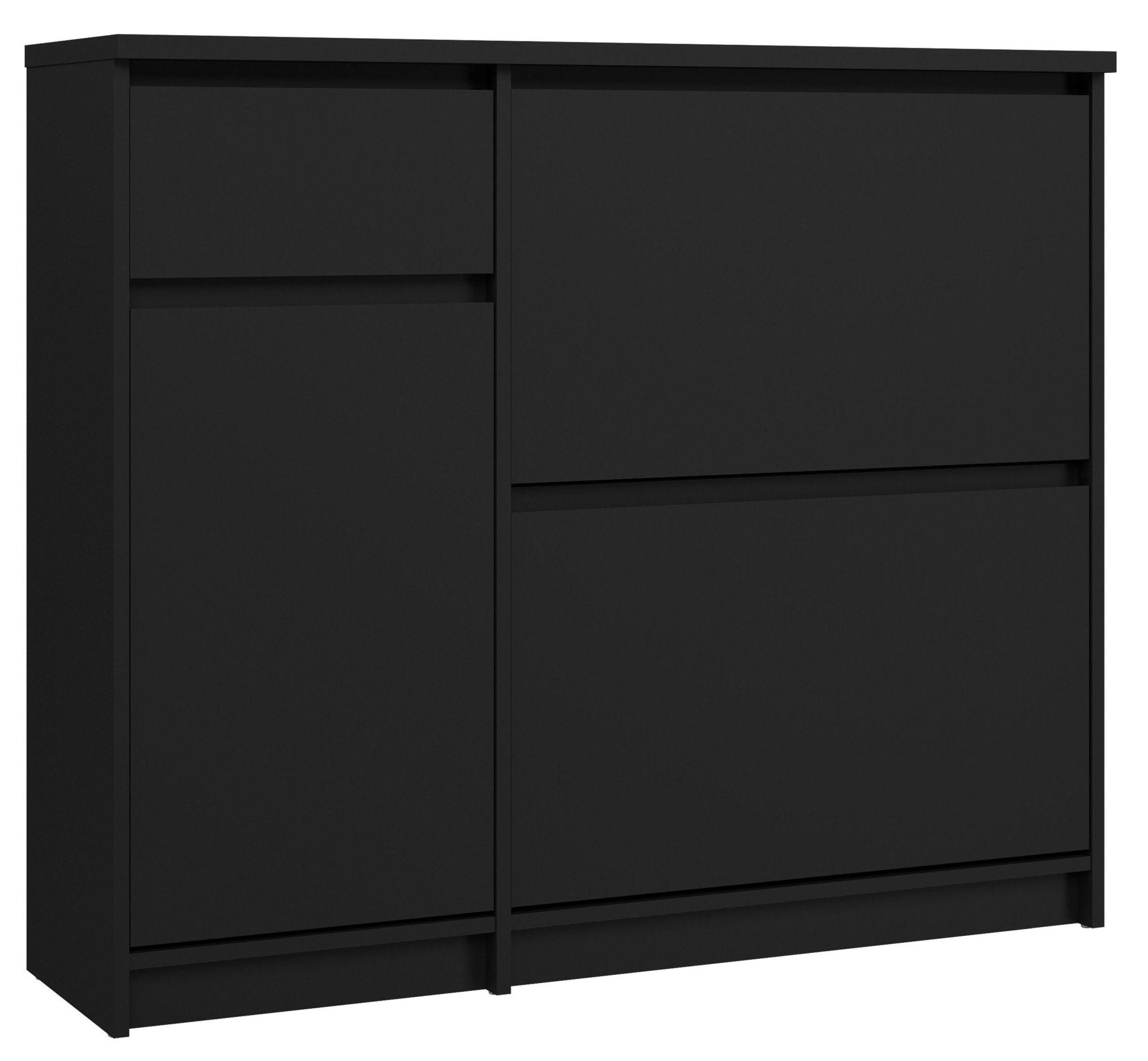 Product photograph of Naia Matt Black 2 Drawer Door Shoe Cupboard from Choice Furniture Superstore.