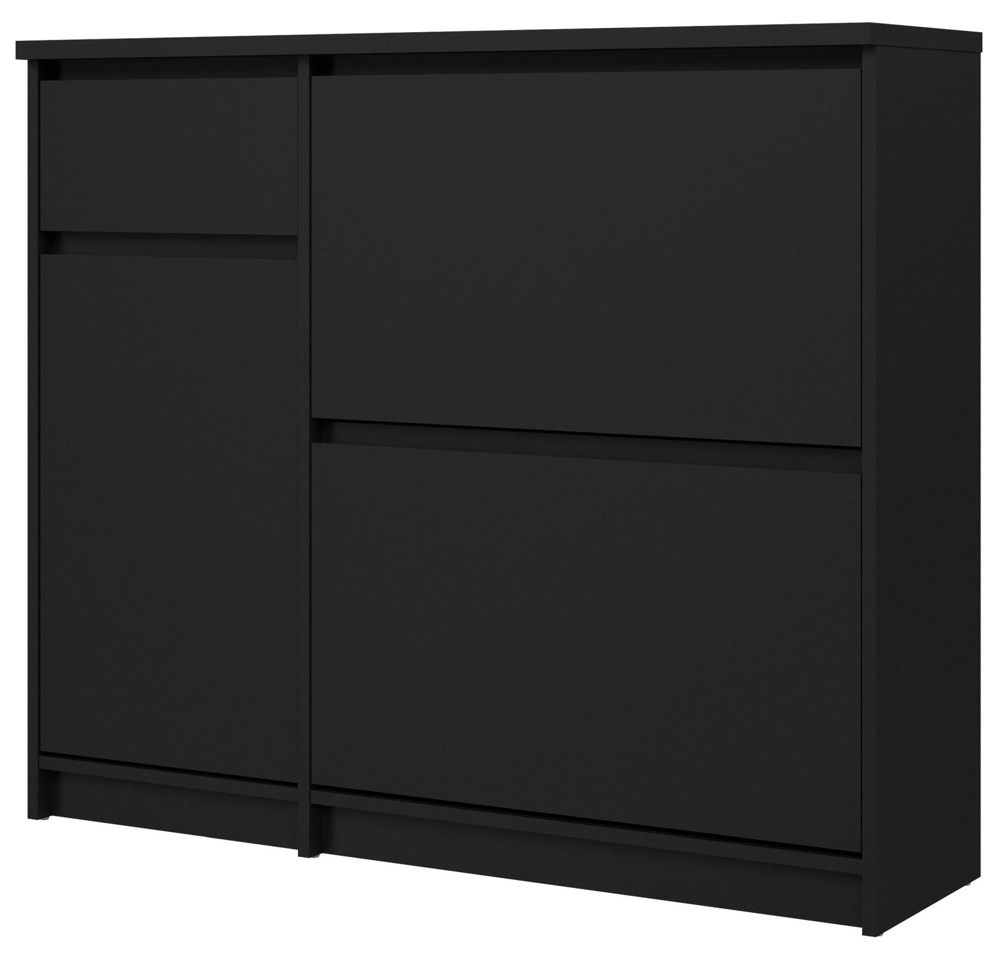 Product photograph of Naia Matt Black 2 Drawer Door Shoe Cupboard from Choice Furniture Superstore.