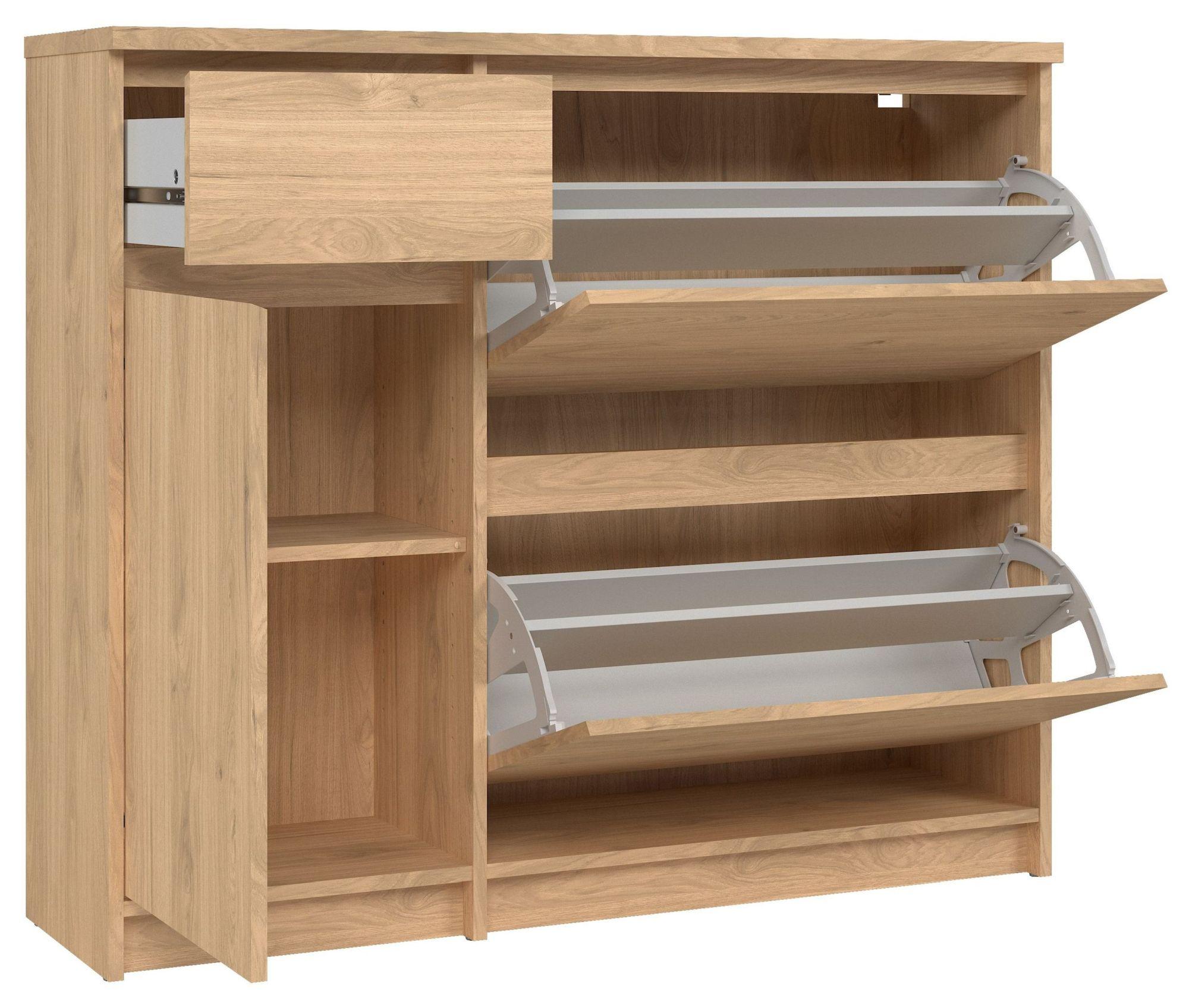 Product photograph of Naia Oak 2 Drawer Door Shoe Cupboard from Choice Furniture Superstore.