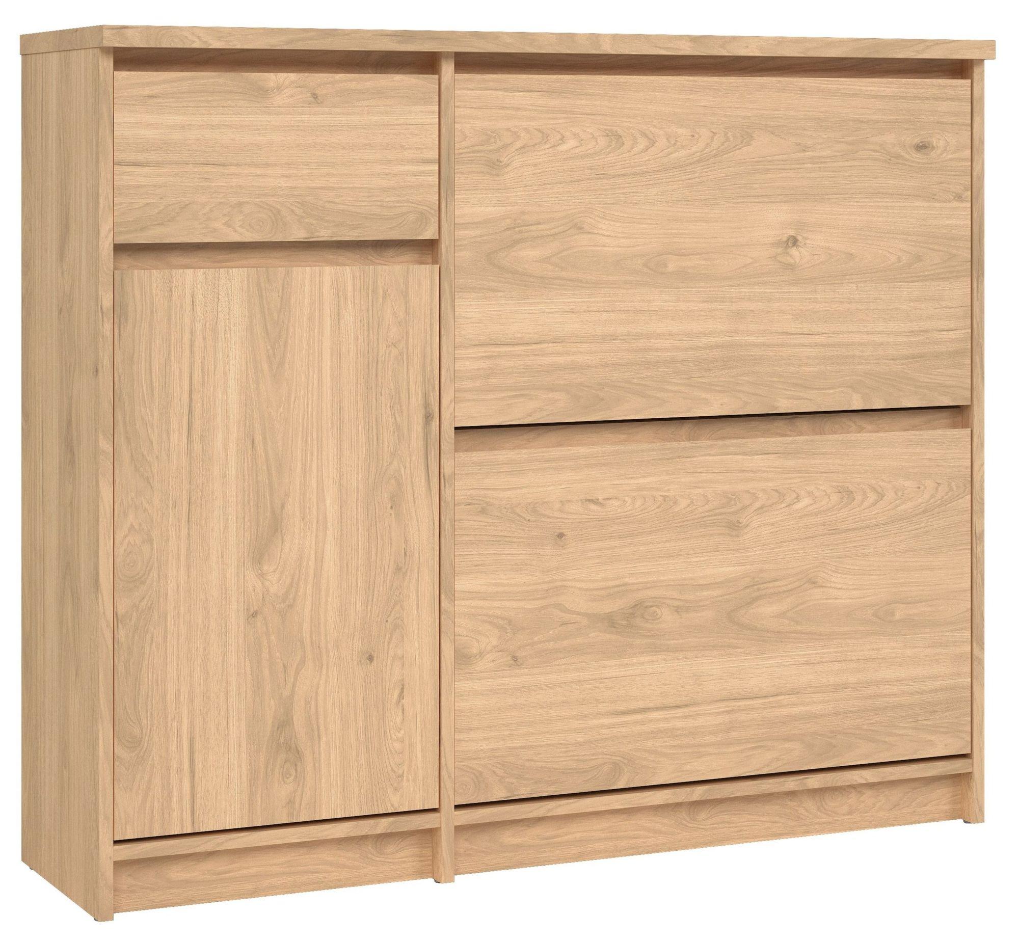 Product photograph of Naia Oak 2 Drawer Door Shoe Cupboard from Choice Furniture Superstore.