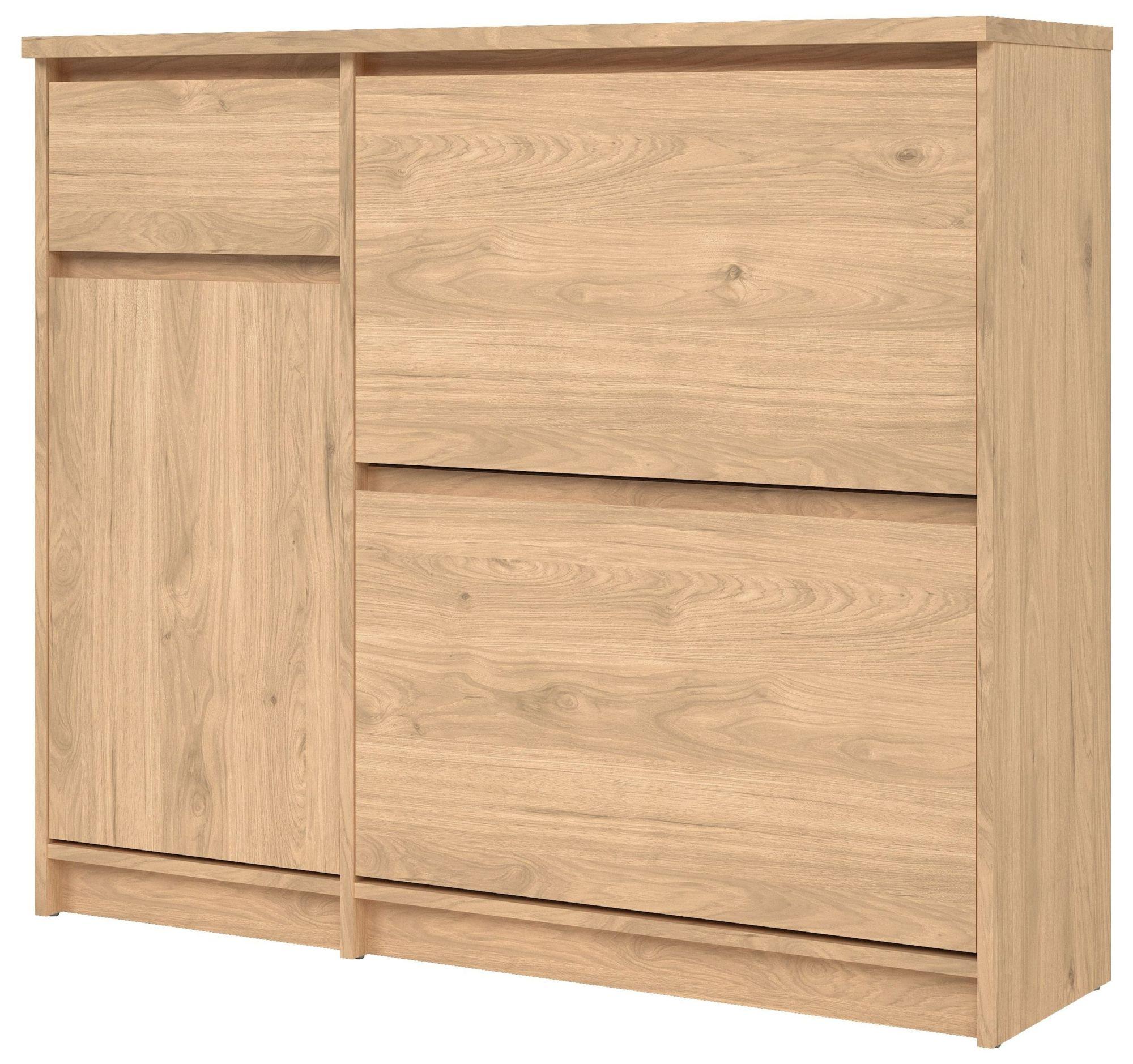 Product photograph of Naia Oak 2 Drawer Door Shoe Cupboard from Choice Furniture Superstore.