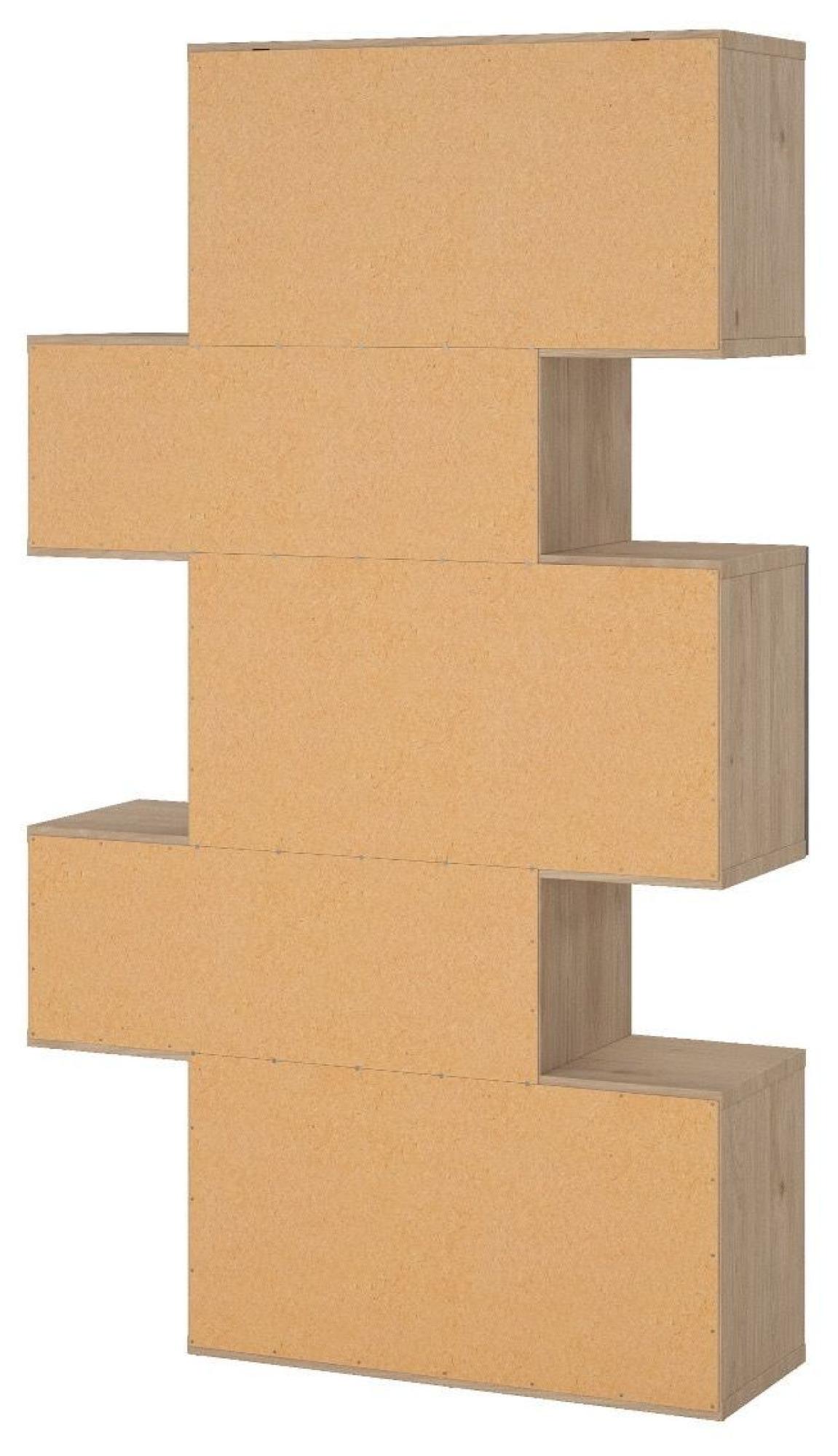 Product photograph of Maze Oak And Concrete Effect Asymmetrical Design Bookcase from Choice Furniture Superstore.