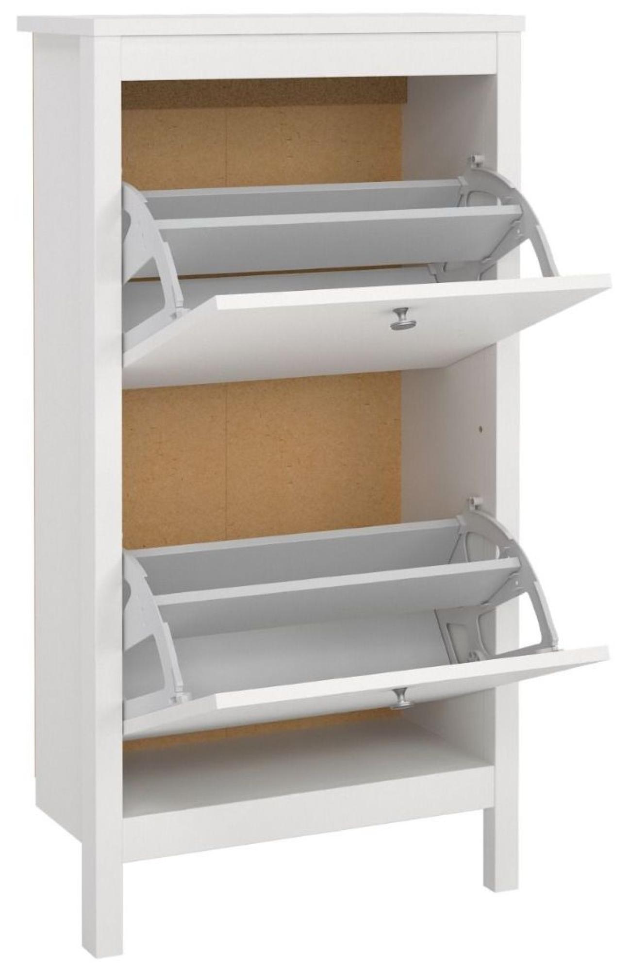 Product photograph of Madrid White 2 Drawer Door Shoe Cabinet from Choice Furniture Superstore.