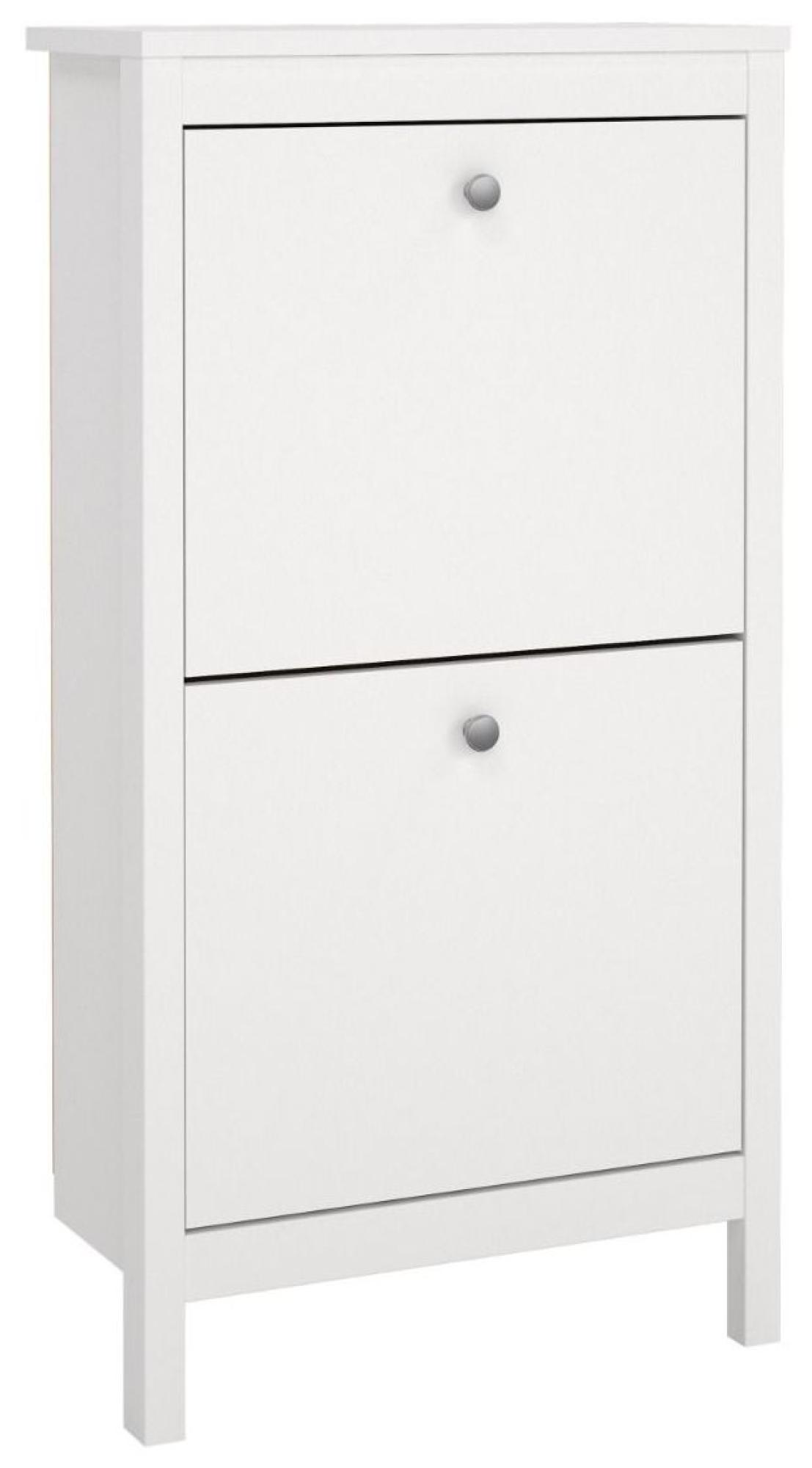 Product photograph of Madrid White 2 Drawer Door Shoe Cabinet from Choice Furniture Superstore.