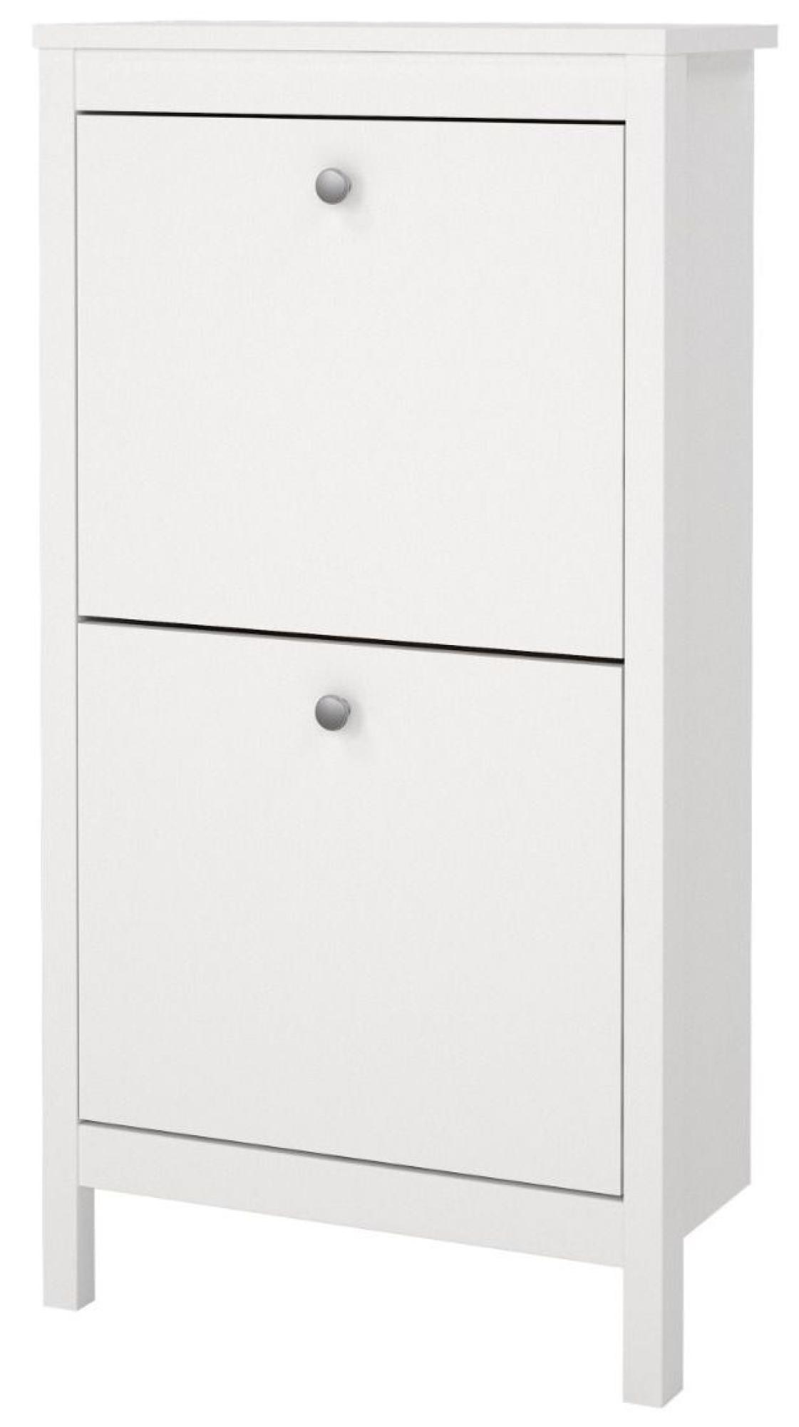 Product photograph of Madrid White 2 Drawer Door Shoe Cabinet from Choice Furniture Superstore.