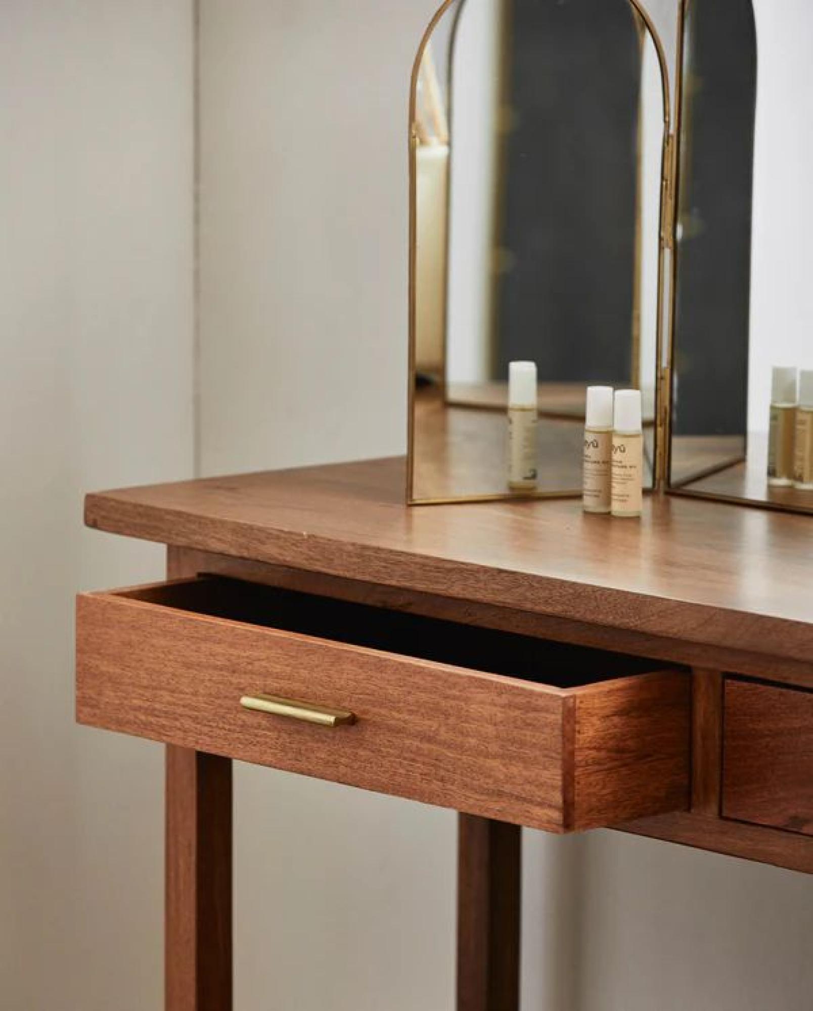 Product photograph of Nordal Farris 3 Drawer Mango Wood Console Table from Choice Furniture Superstore.