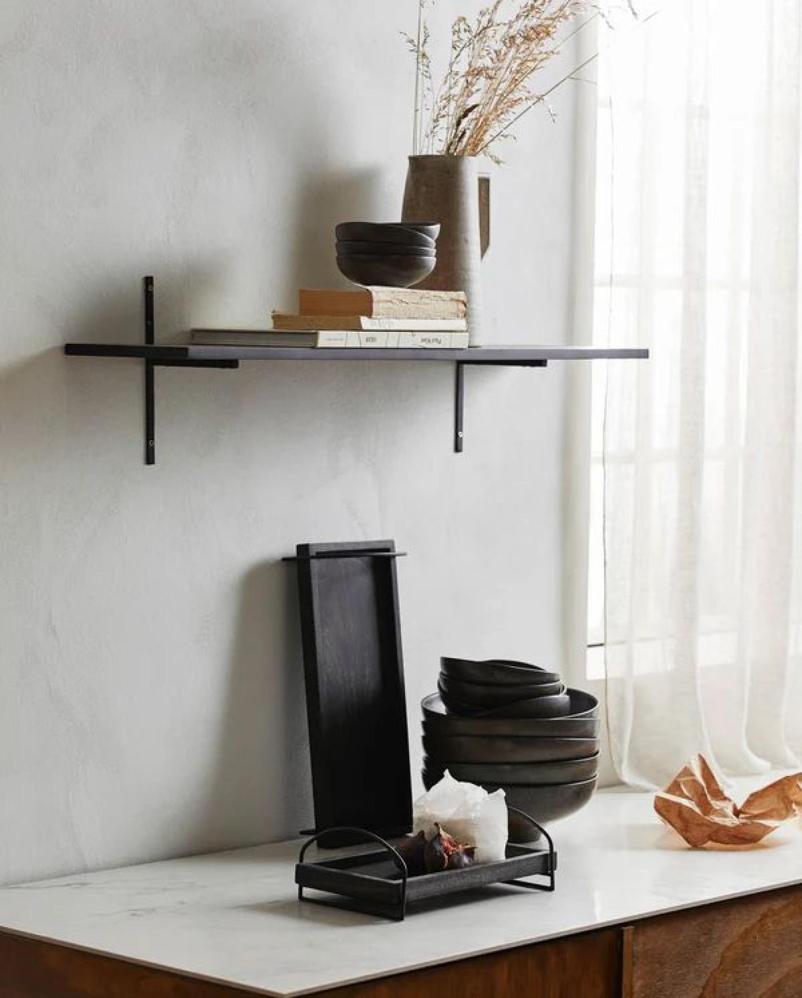 Product photograph of Nordal Tano Black Wooden Wall Shelf from Choice Furniture Superstore.