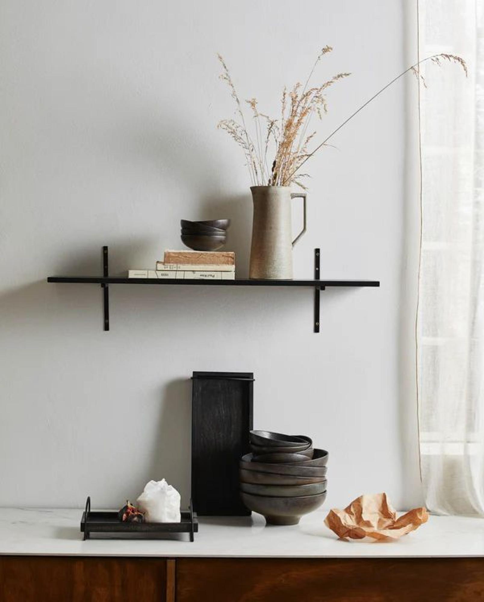 Product photograph of Nordal Tano Black Wooden Wall Shelf from Choice Furniture Superstore.