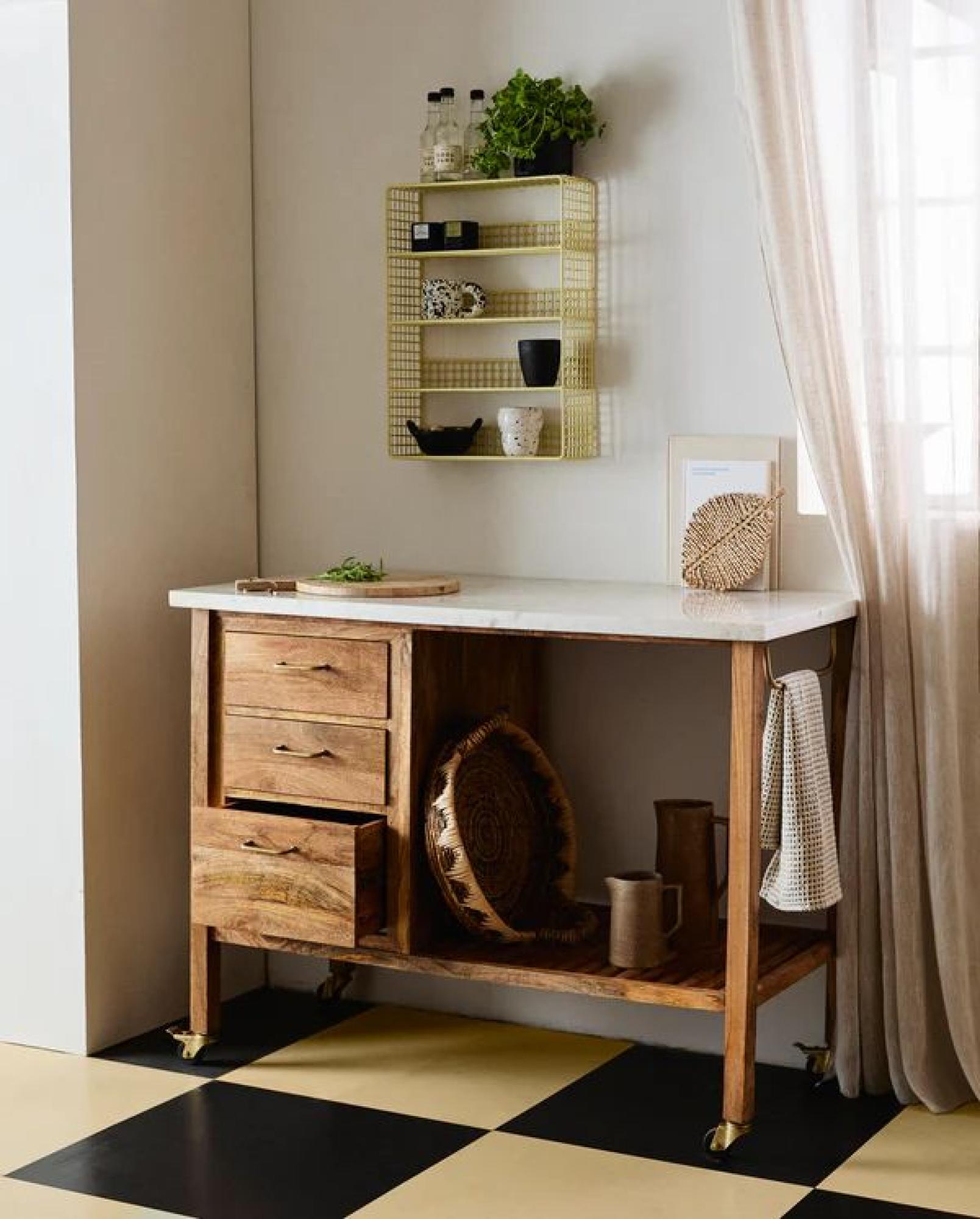 Product photograph of Nordal Kikori Yellow Metal Wire Wall Shelf from Choice Furniture Superstore.